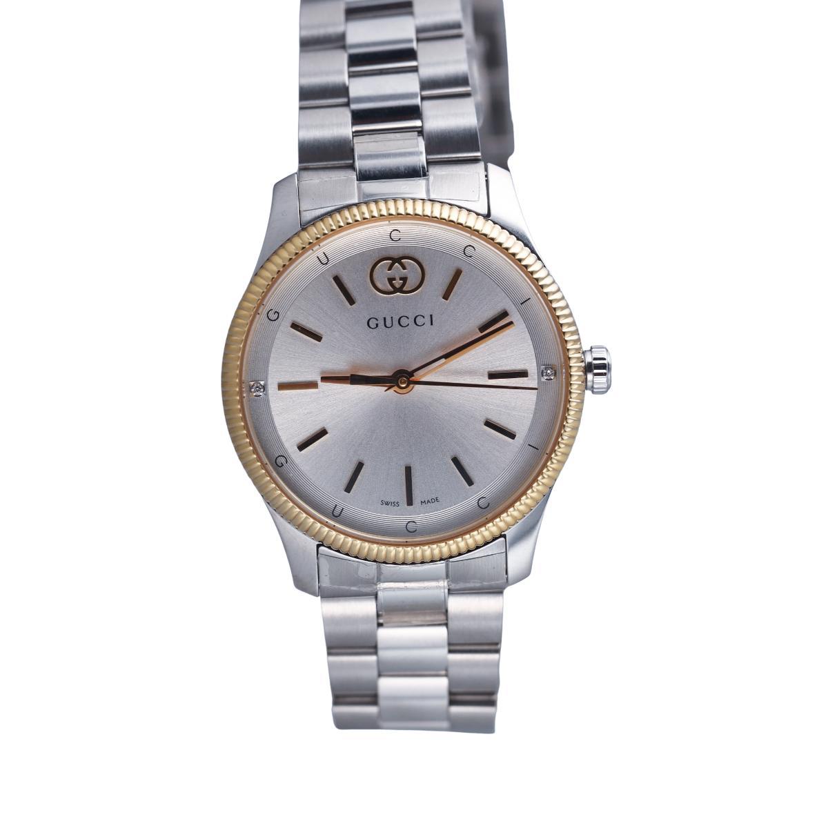 Gucci G-Timeless 29mm Gold Plated Stainless Steel Diamond Ladies Watch YA1265070
