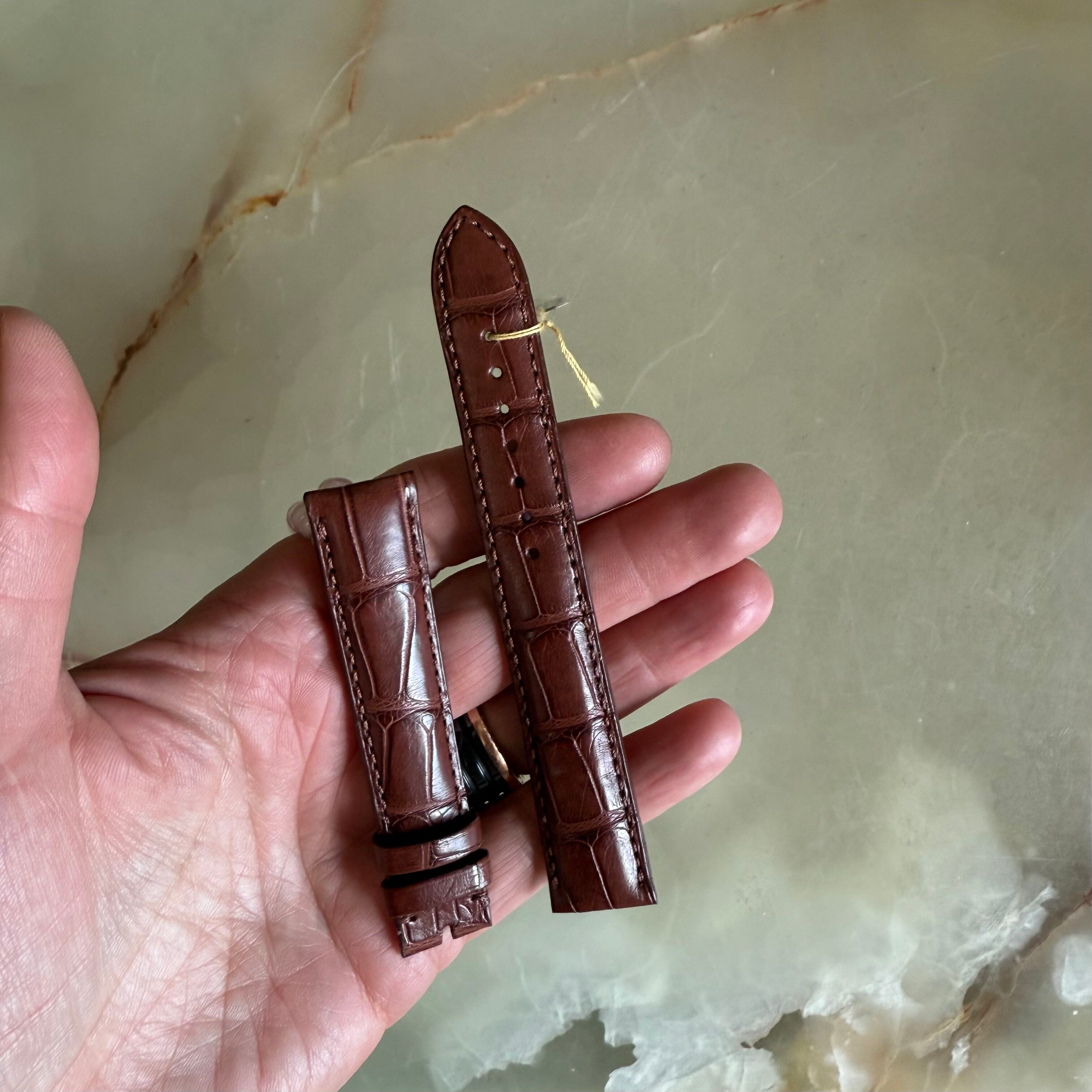 Genuine Alligator Brown Watch Strap Band 18mm Padded & Stitched