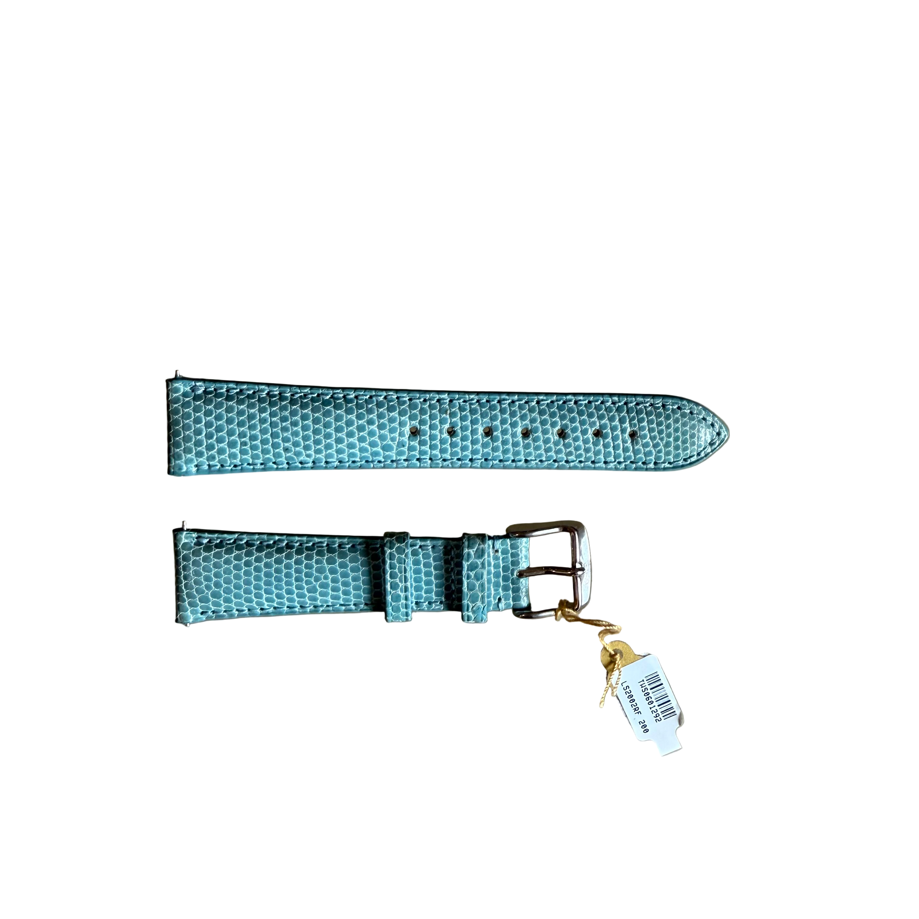 Genuine Lizard Blue Watch Strap Band 20mm Padded & Stitched with Buckle