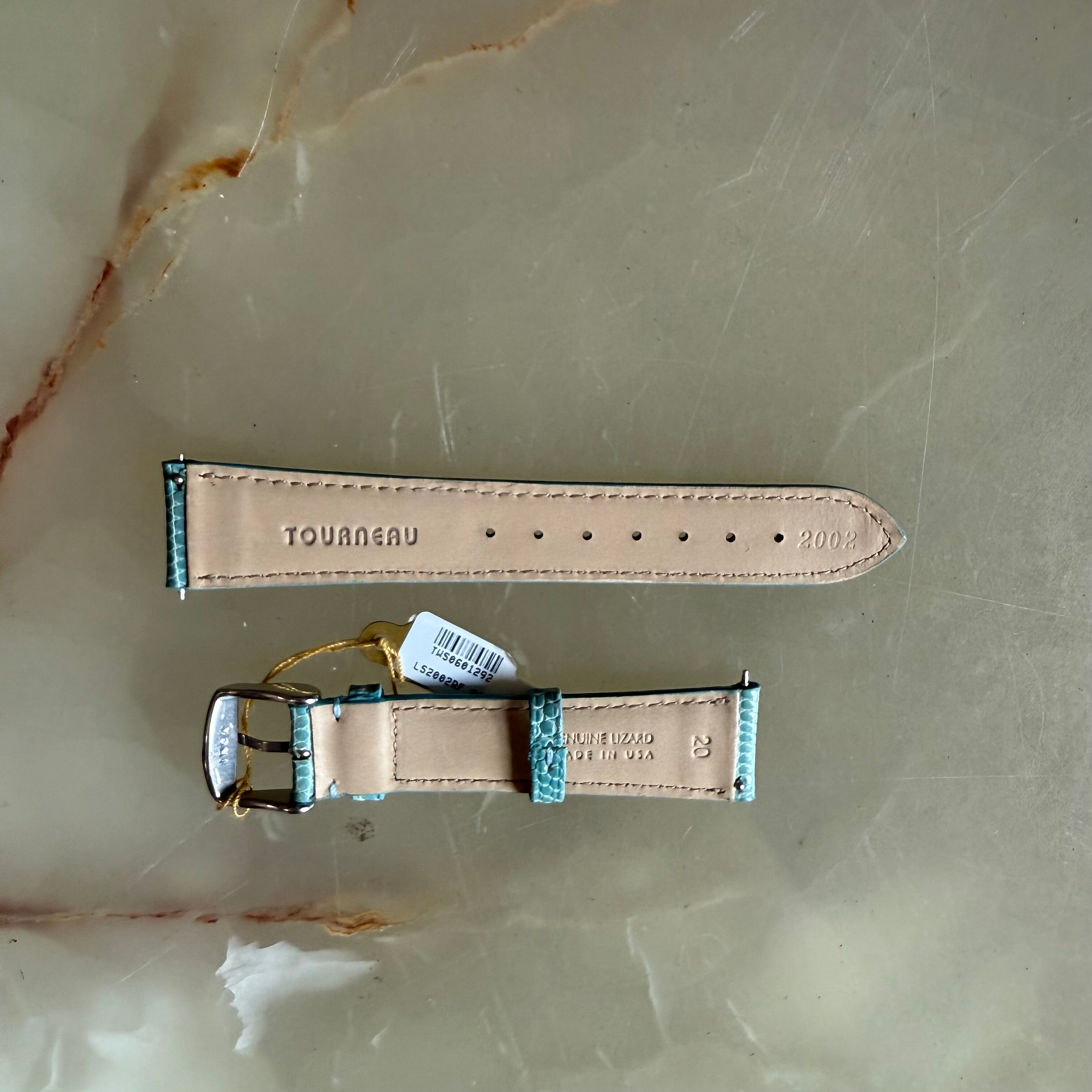 Genuine Lizard Blue Watch Strap Band 20mm Padded & Stitched with Buckle
