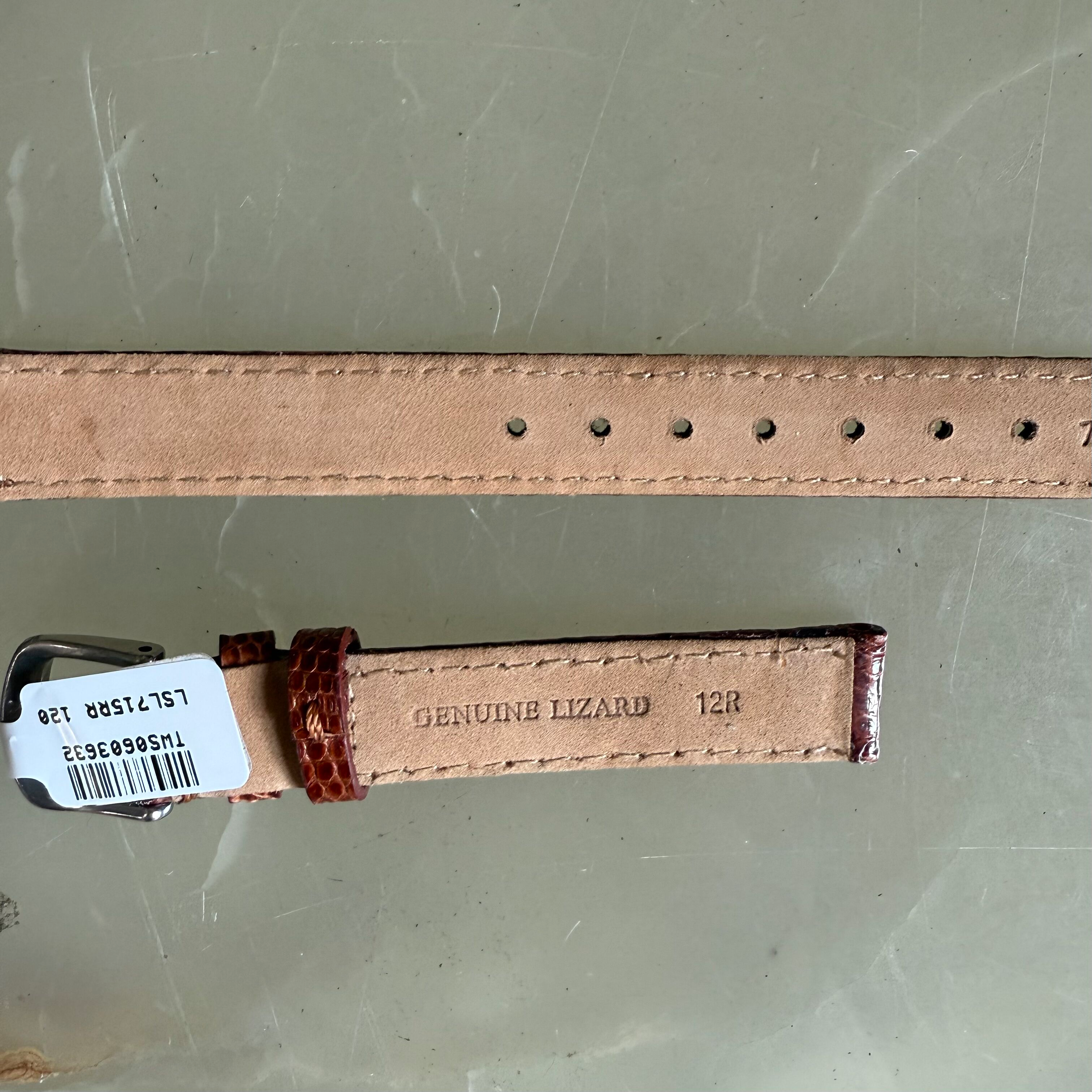 Genuine Lizard Brown Watch Strap Band 12mm Padded & Stitched with Buckle