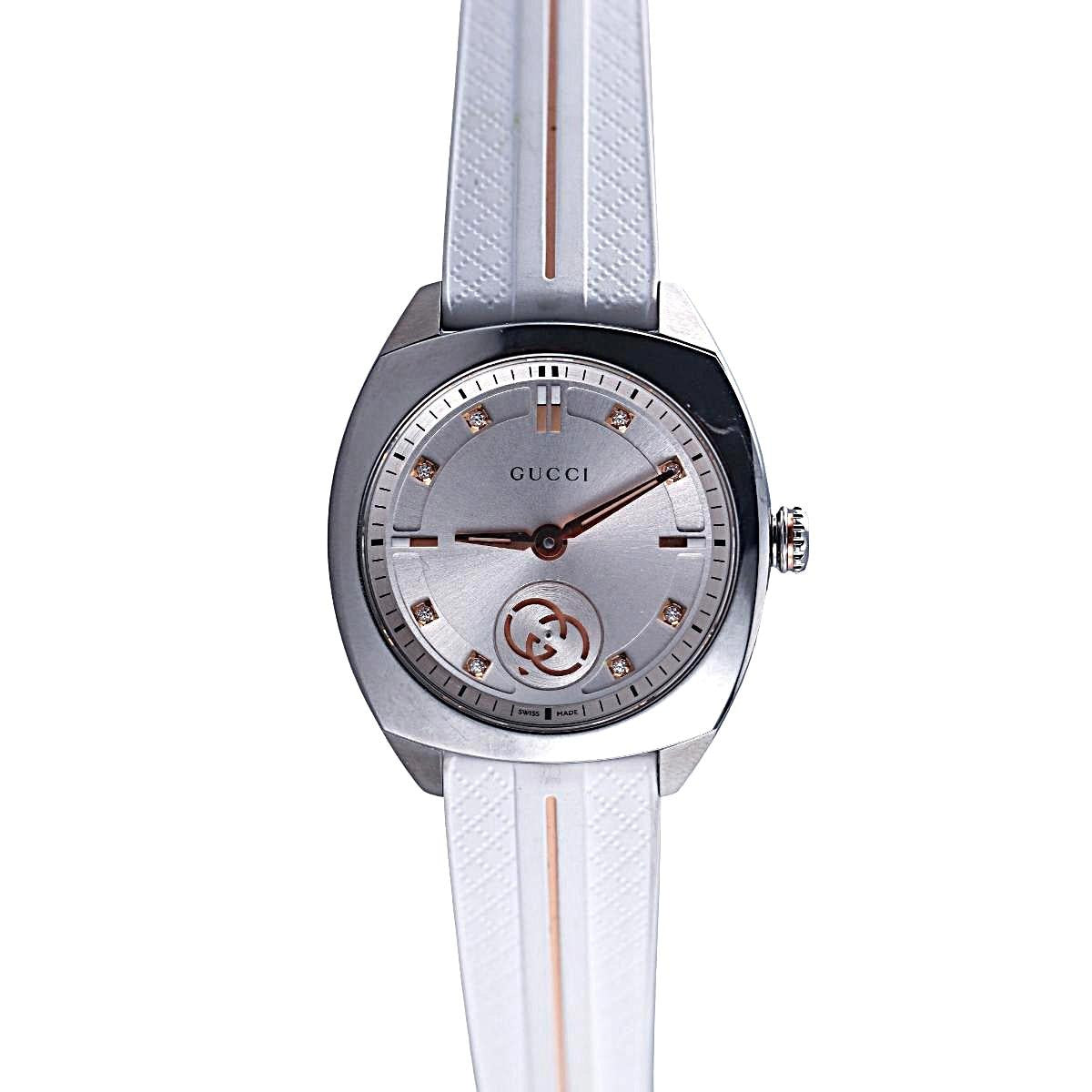 Gucci Interlocking G Diamond Silver Dial 29mm Ladies Watch YA142512