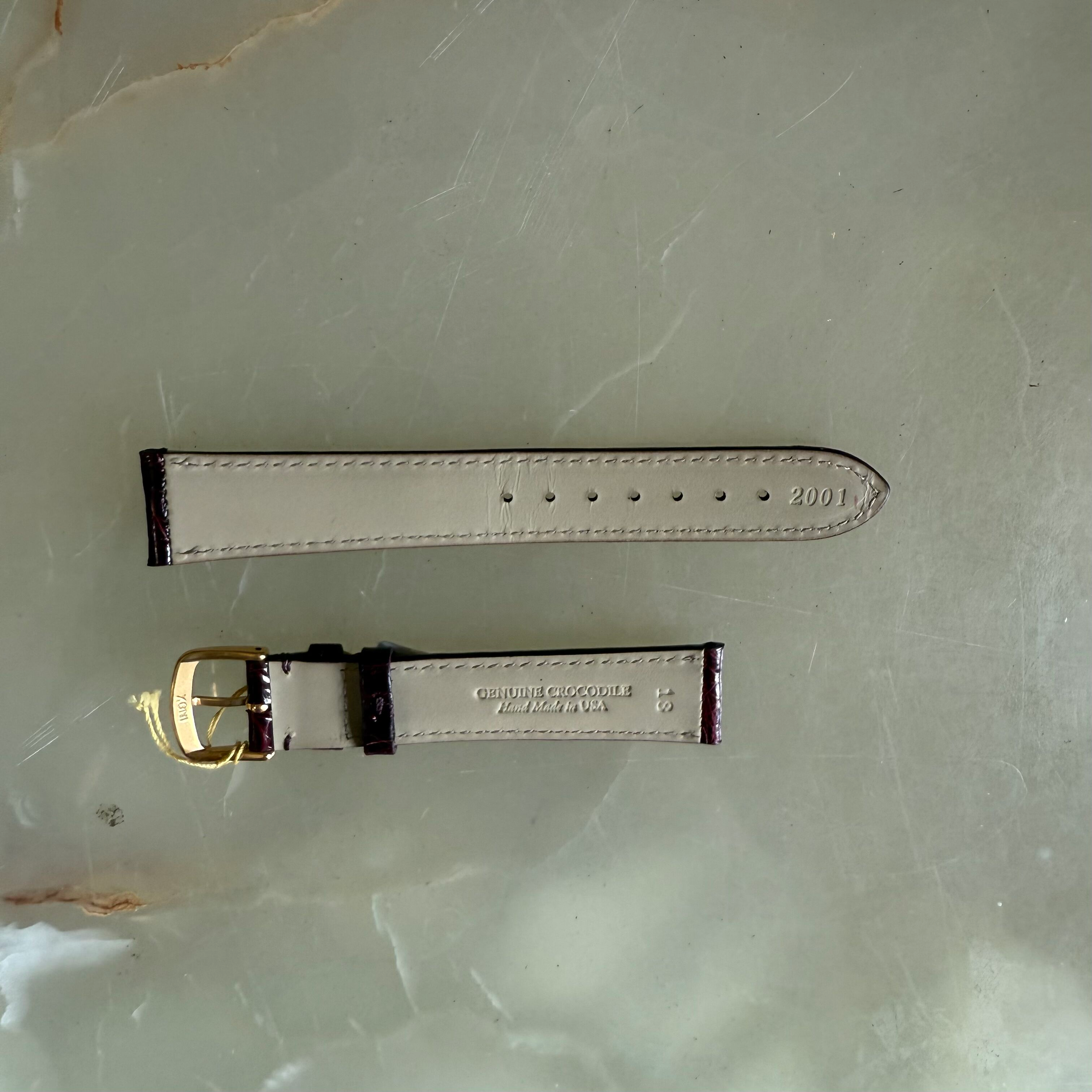 Genuine Crocodile Burgundy Watch Strap Band 18mm Padded & Stitched with Buckle