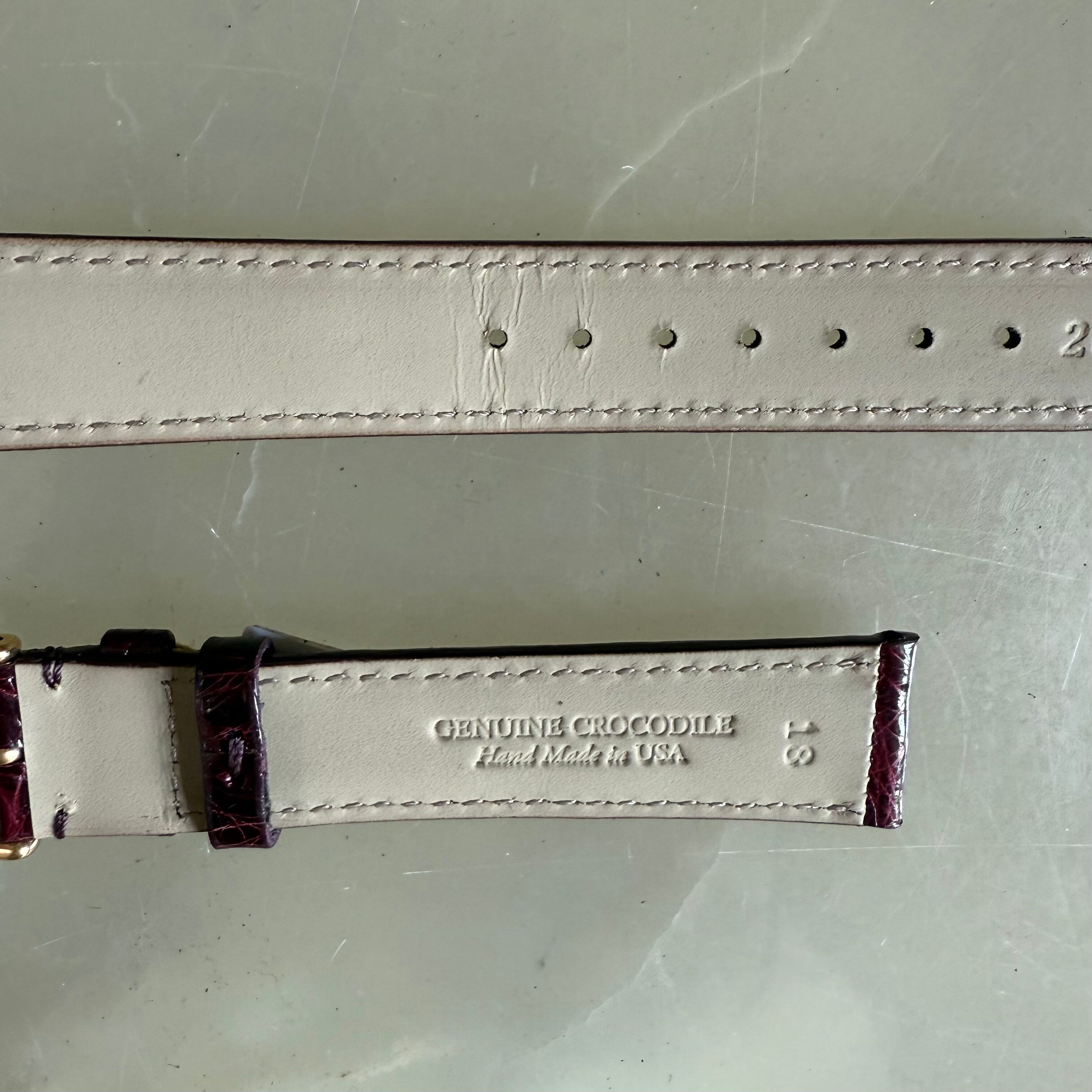 Genuine Crocodile Burgundy Watch Strap Band 18mm Padded & Stitched with Buckle