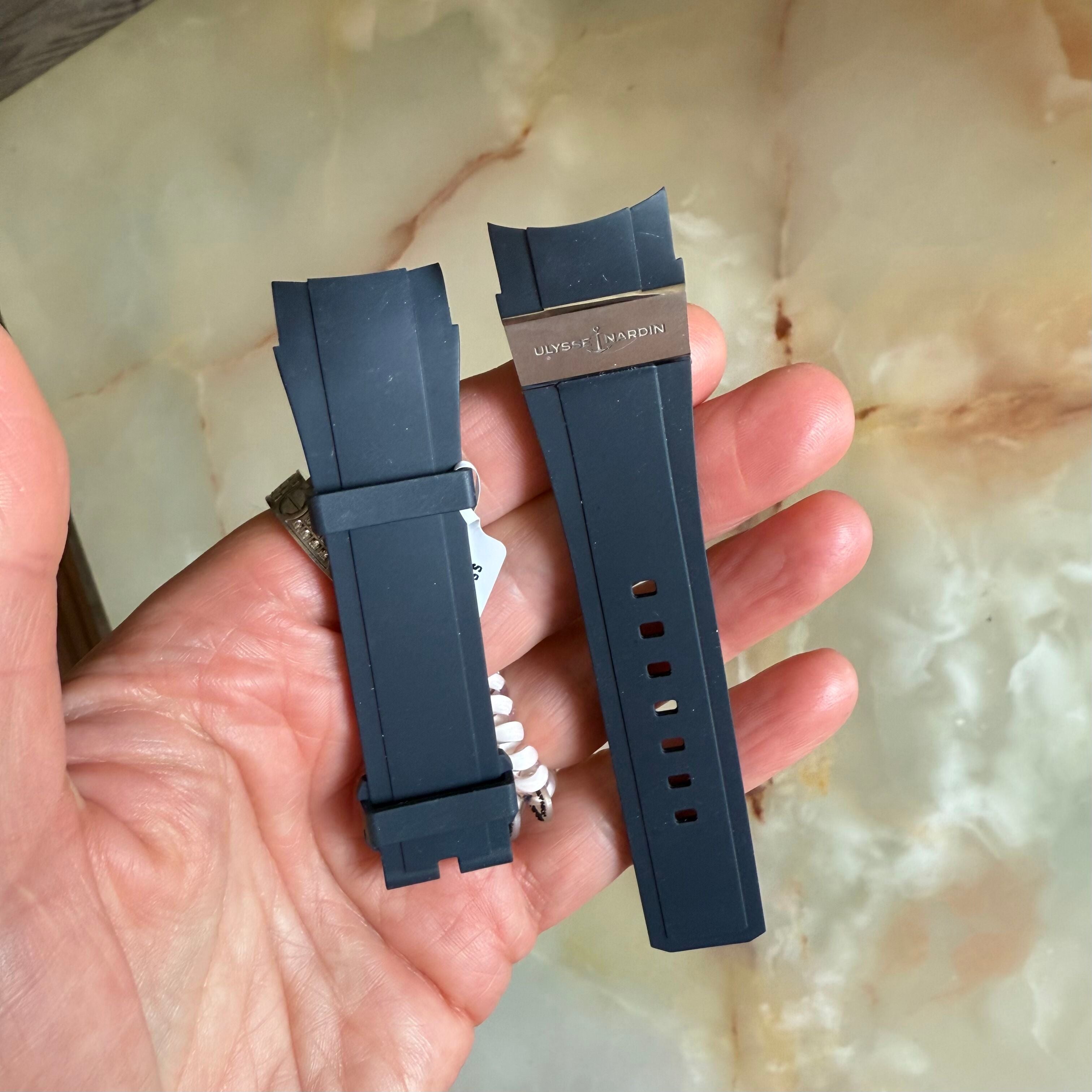 Authentic Ulysse Nardin Rubber Titanium Diver Blue Watch Strap Band 22mm