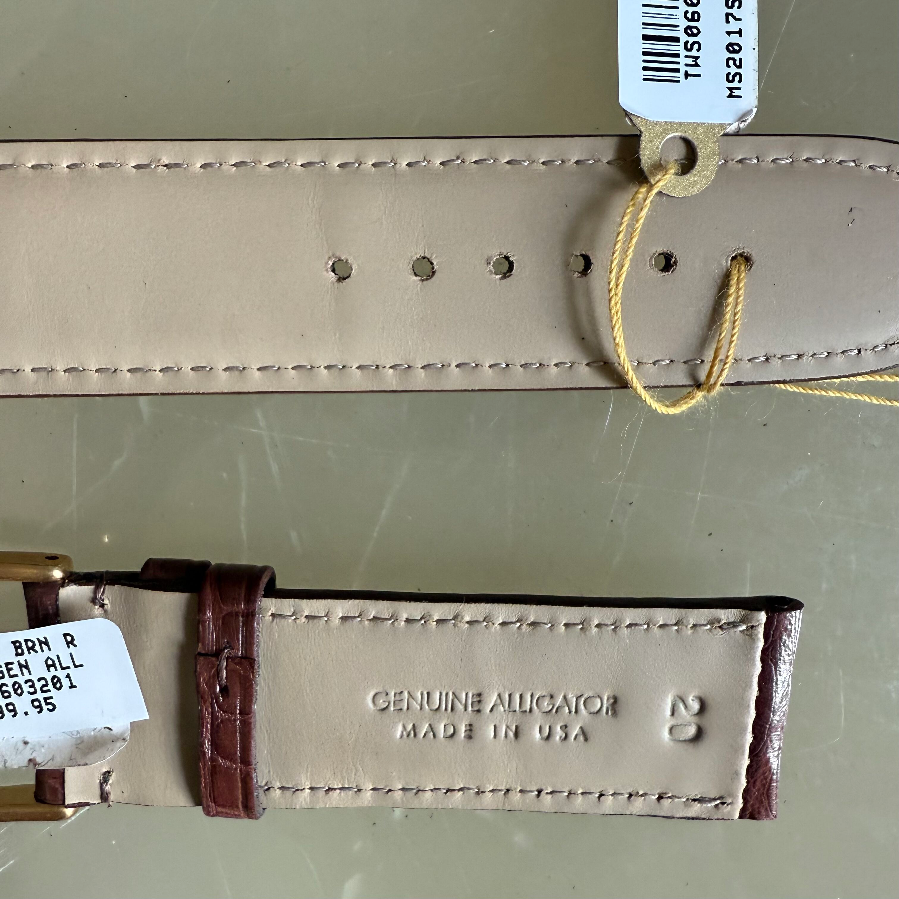 Genuine Alligator Brown Watch Strap Band 20mm Padded & Stitched with Buckle