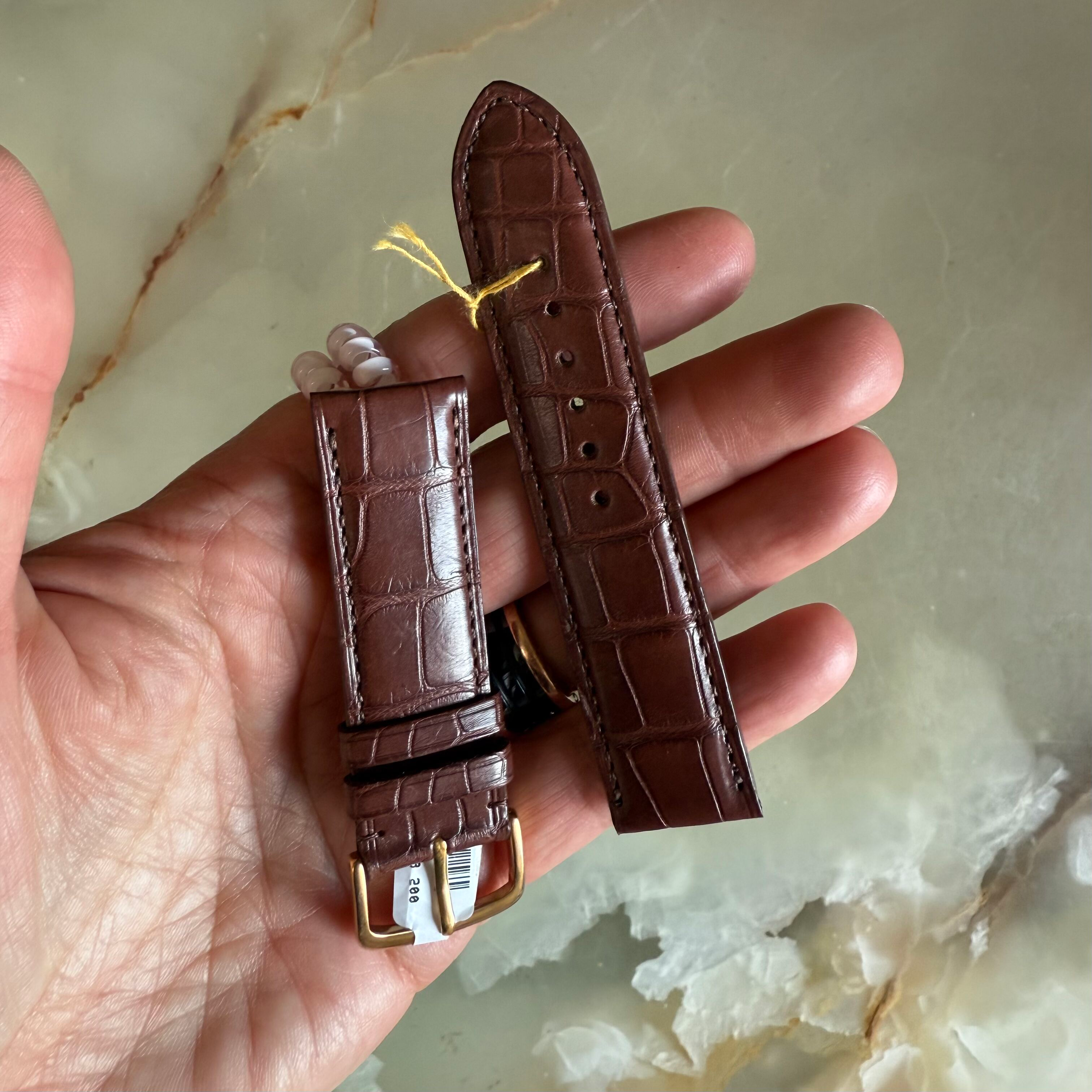 Genuine Alligator Brown Watch Strap Band 20mm Padded & Stitched with Buckle