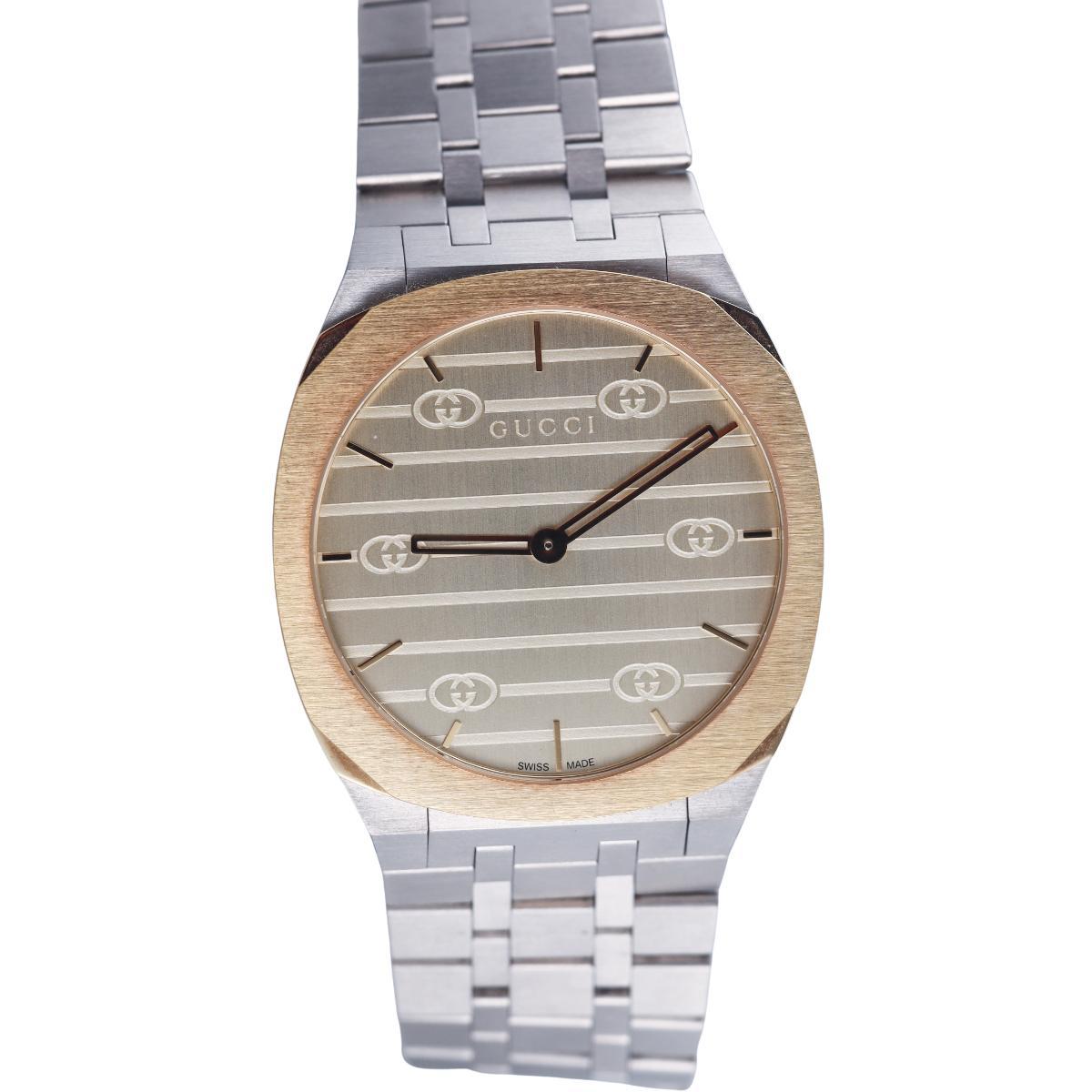 Gucci 25H 38mm Two Tone Men's Watch YA163403