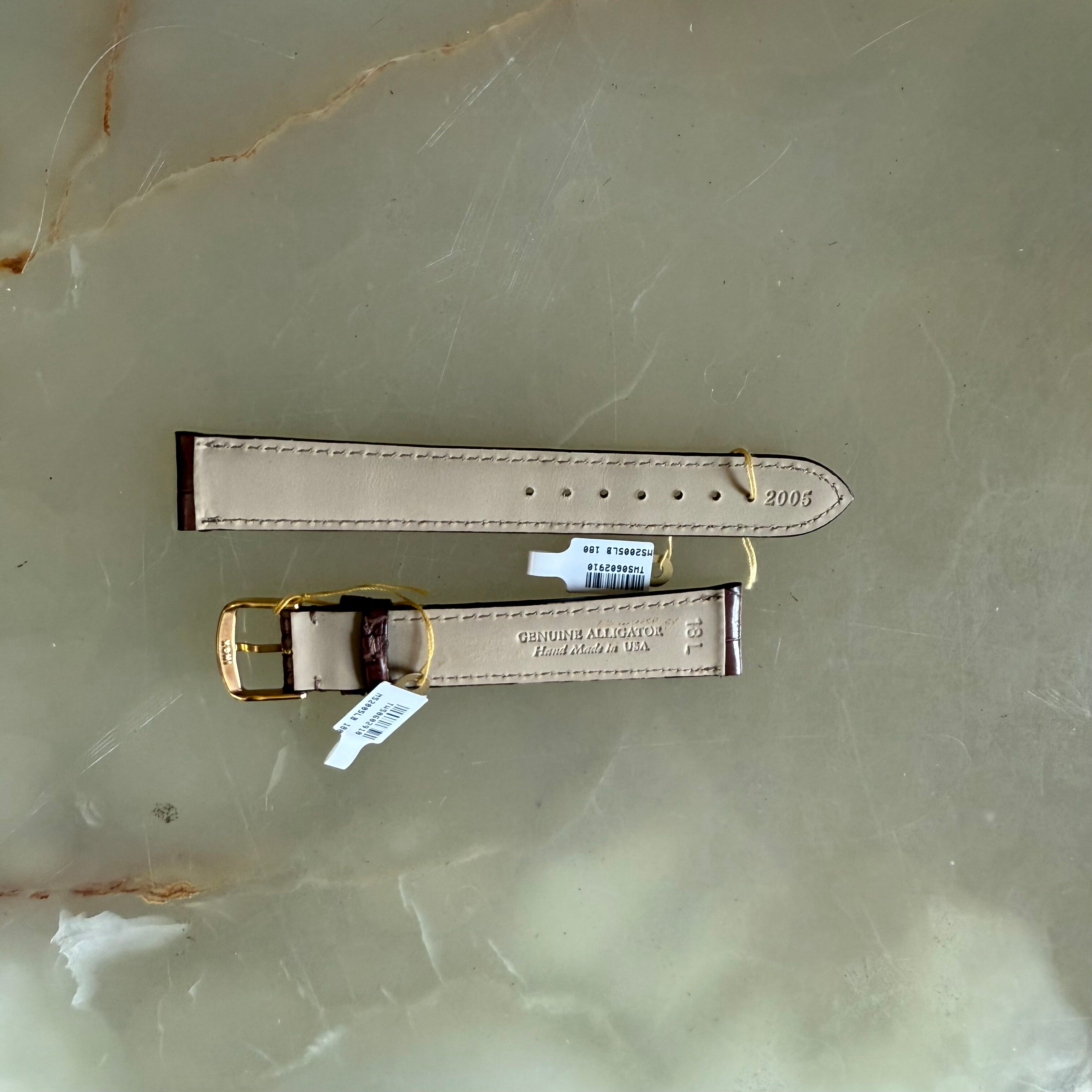 Genuine Alligator Brown Watch Strap Band 18mm Padded & Stitched with Buckle