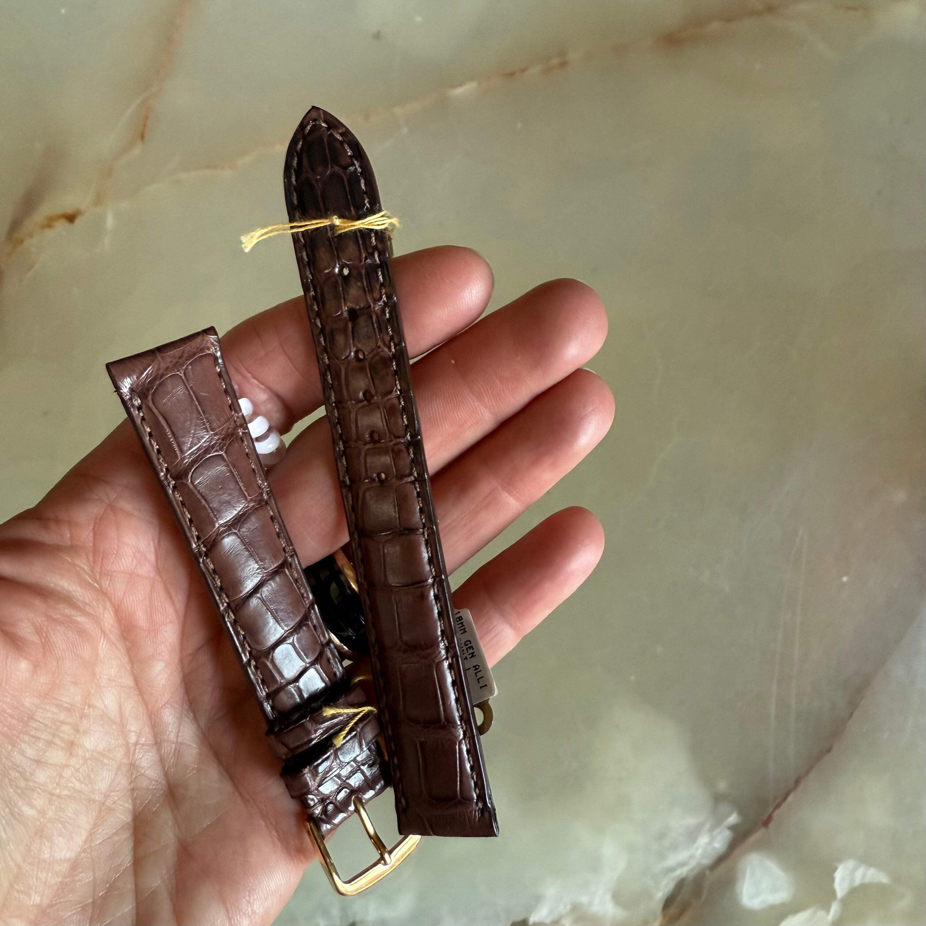 Genuine Alligator Brown Watch Strap Band 18mm Padded & Stitched with Buckle