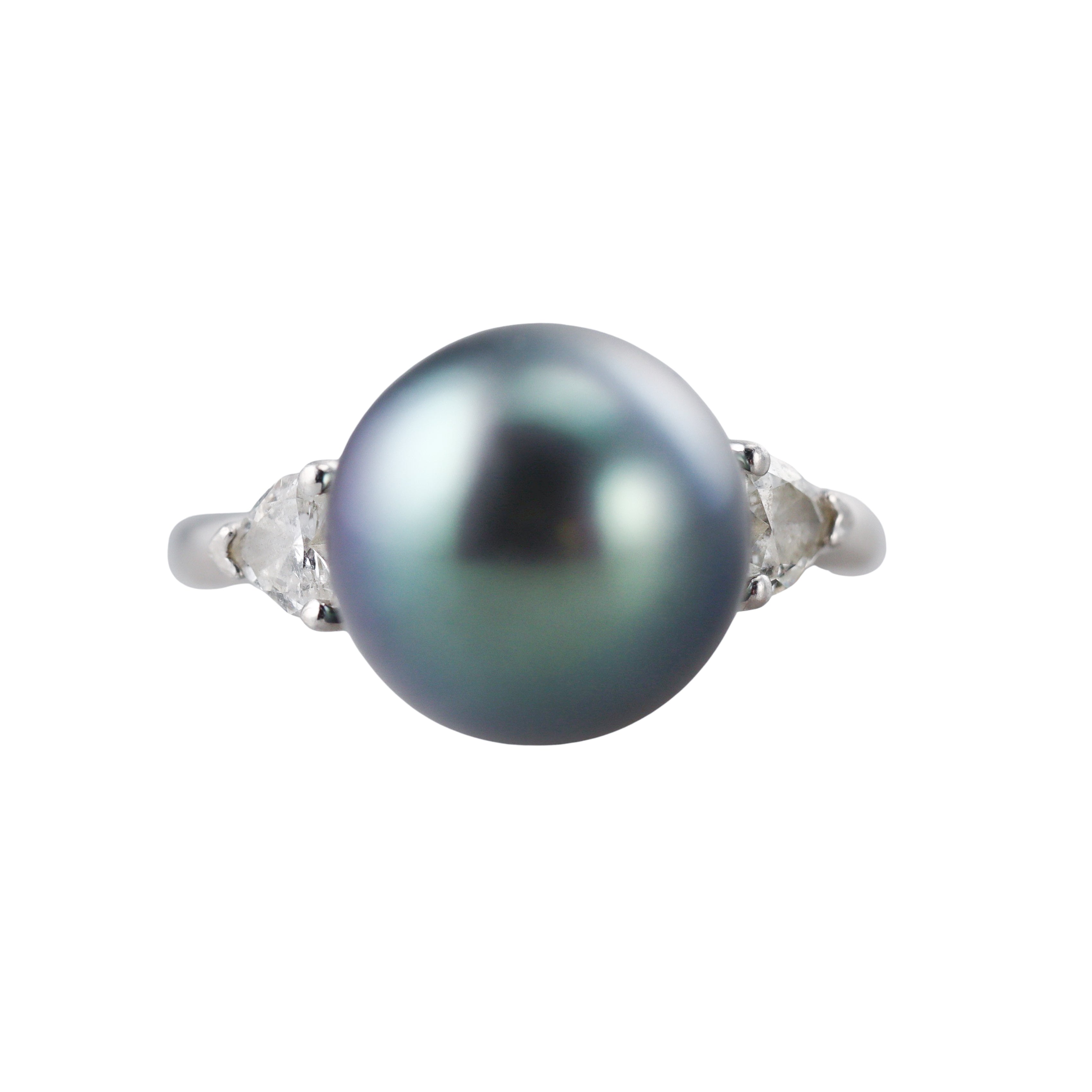 11mm Tahitian South Sea Pearl Diamond Platinum Ring