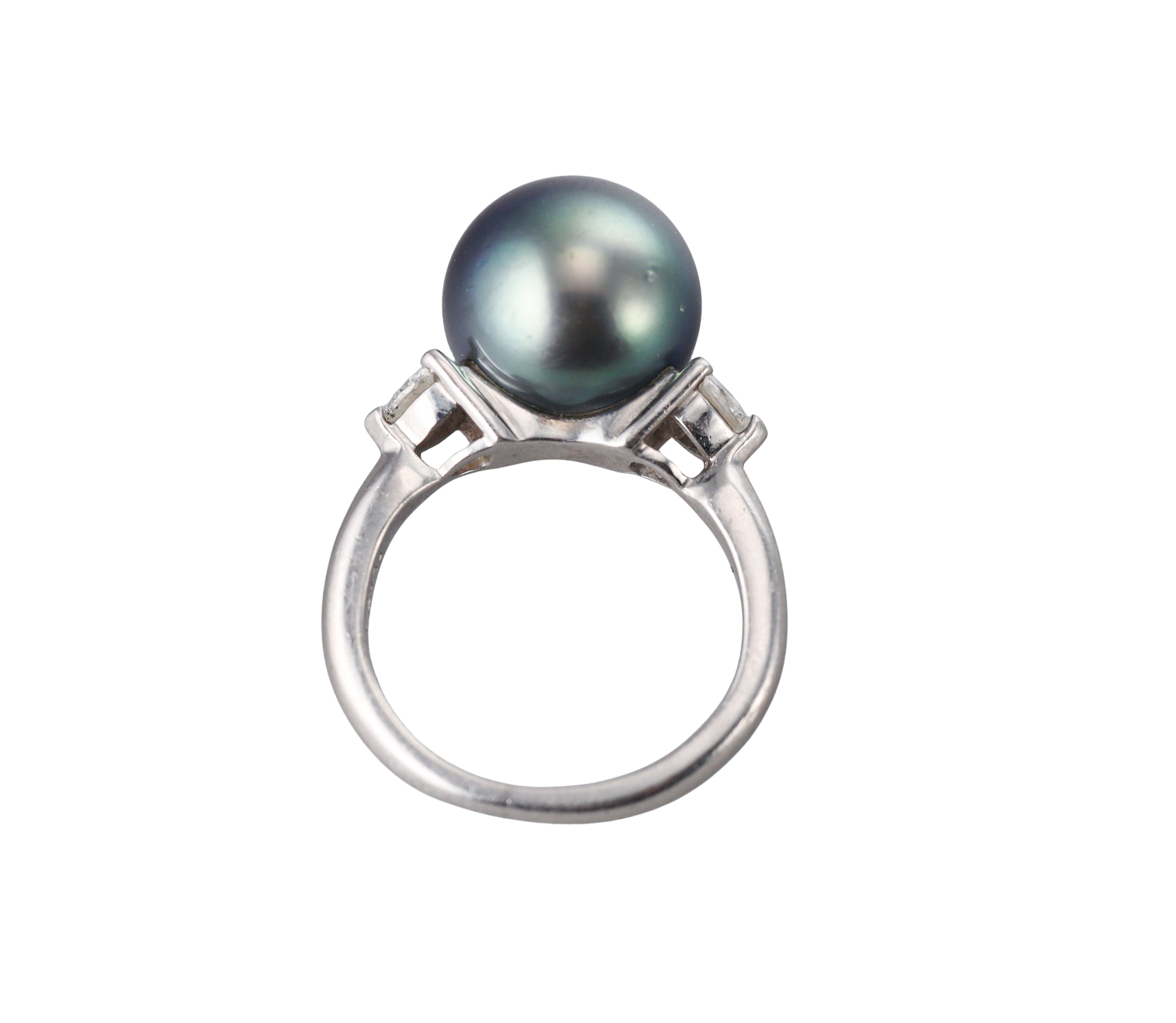 11mm Tahitian South Sea Pearl Diamond Platinum Ring