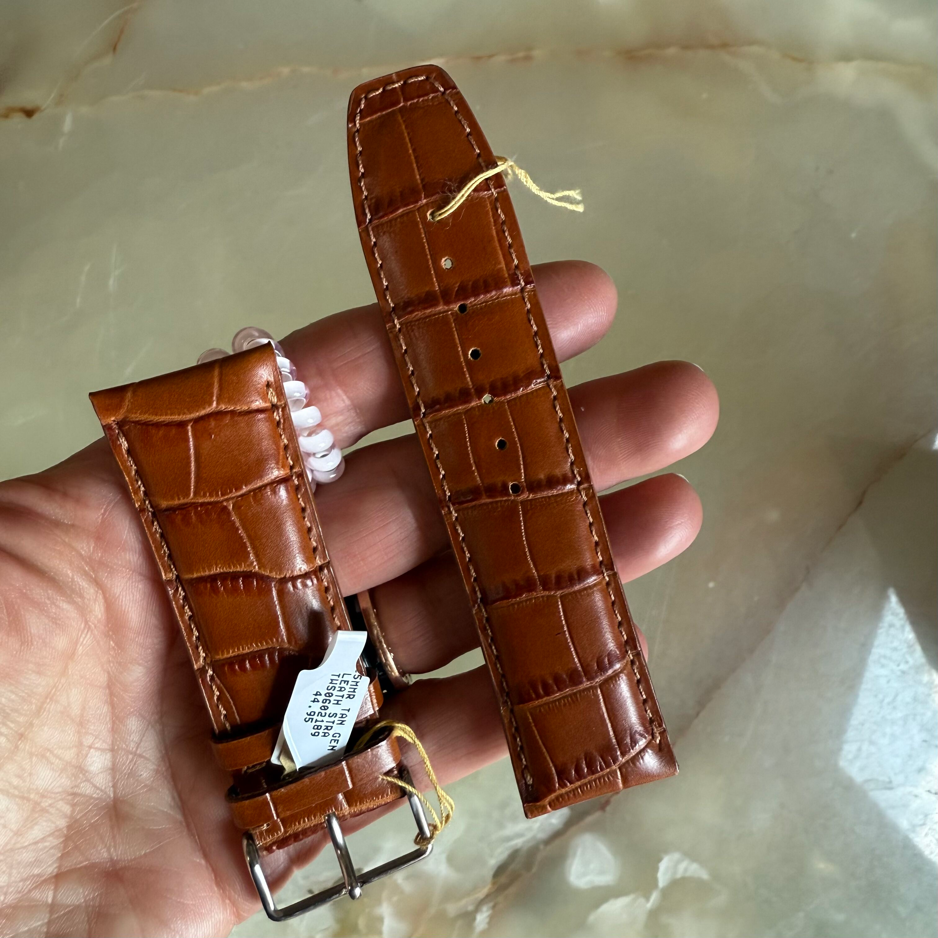 Genuine Alligator Brown Watch Strap Band 25mm Padded & Stitched with Buckle