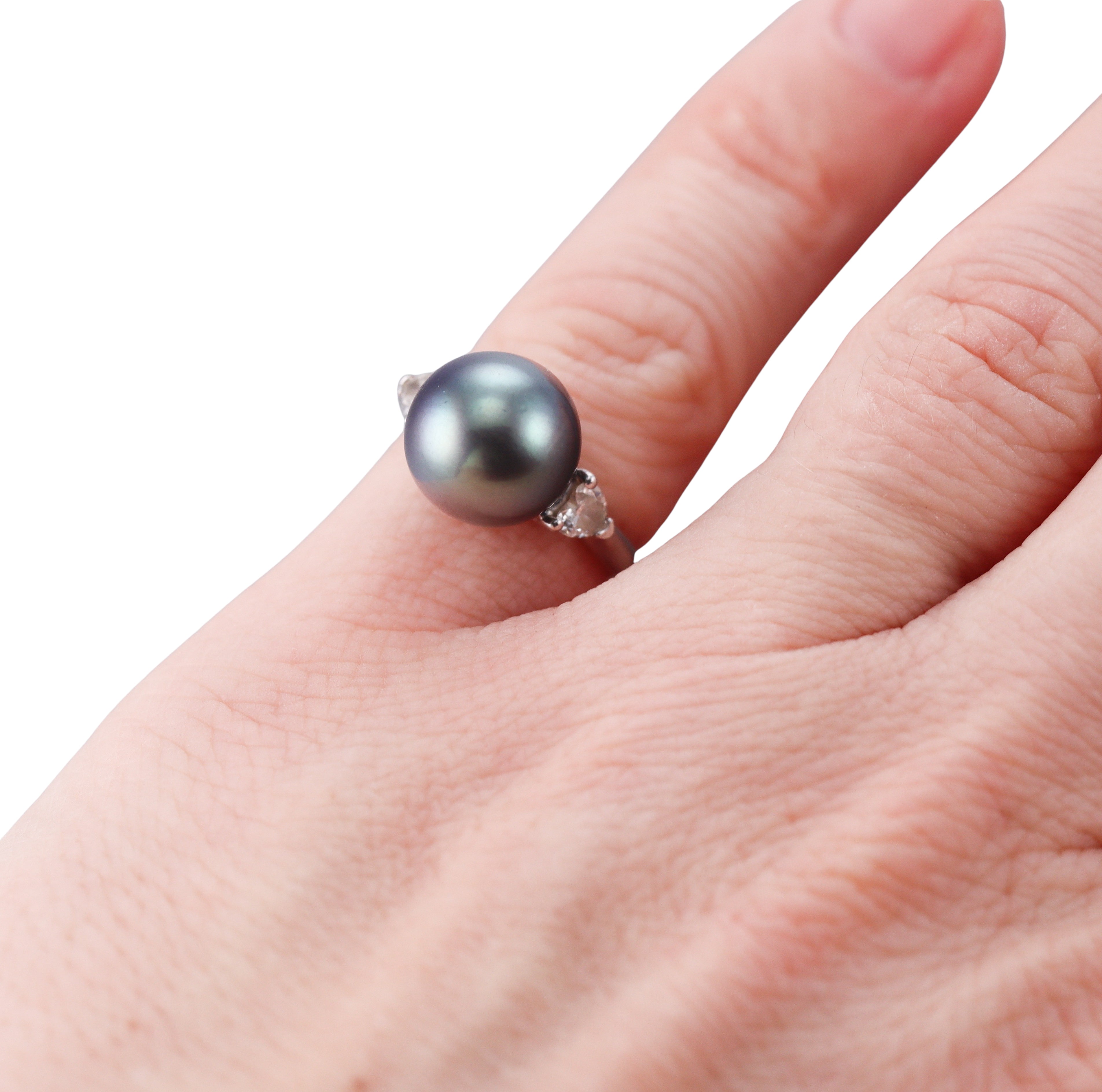 11mm Tahitian South Sea Pearl Diamond Platinum Ring