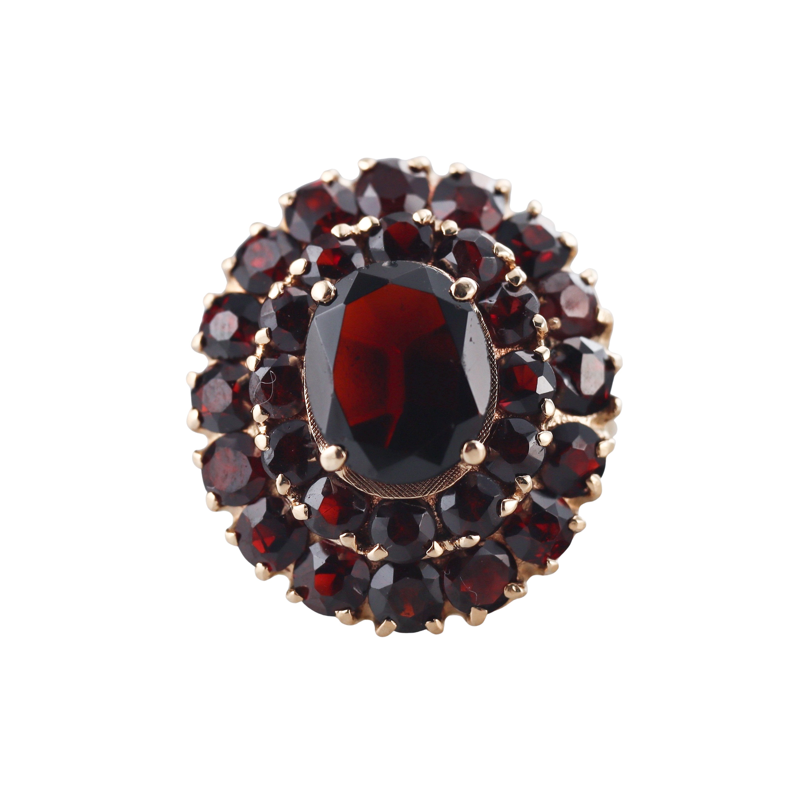 18k Gold Bohemian Garnet Cocktail Ring