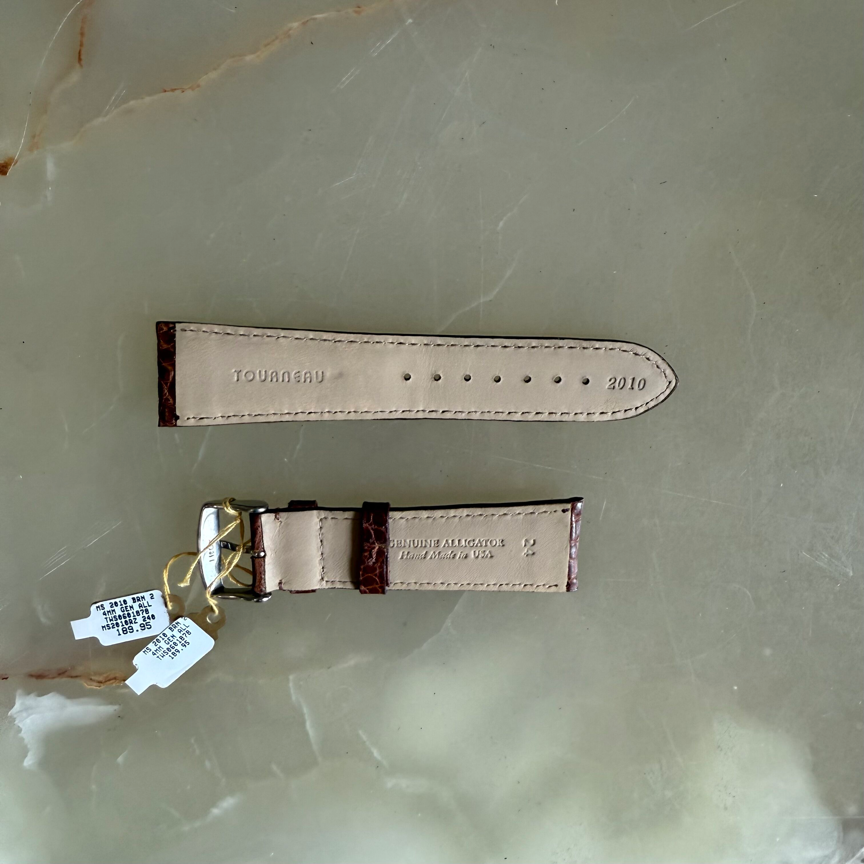 Genuine Alligator Brown Watch Strap Band 24mm Padded & Stitched with Buckle