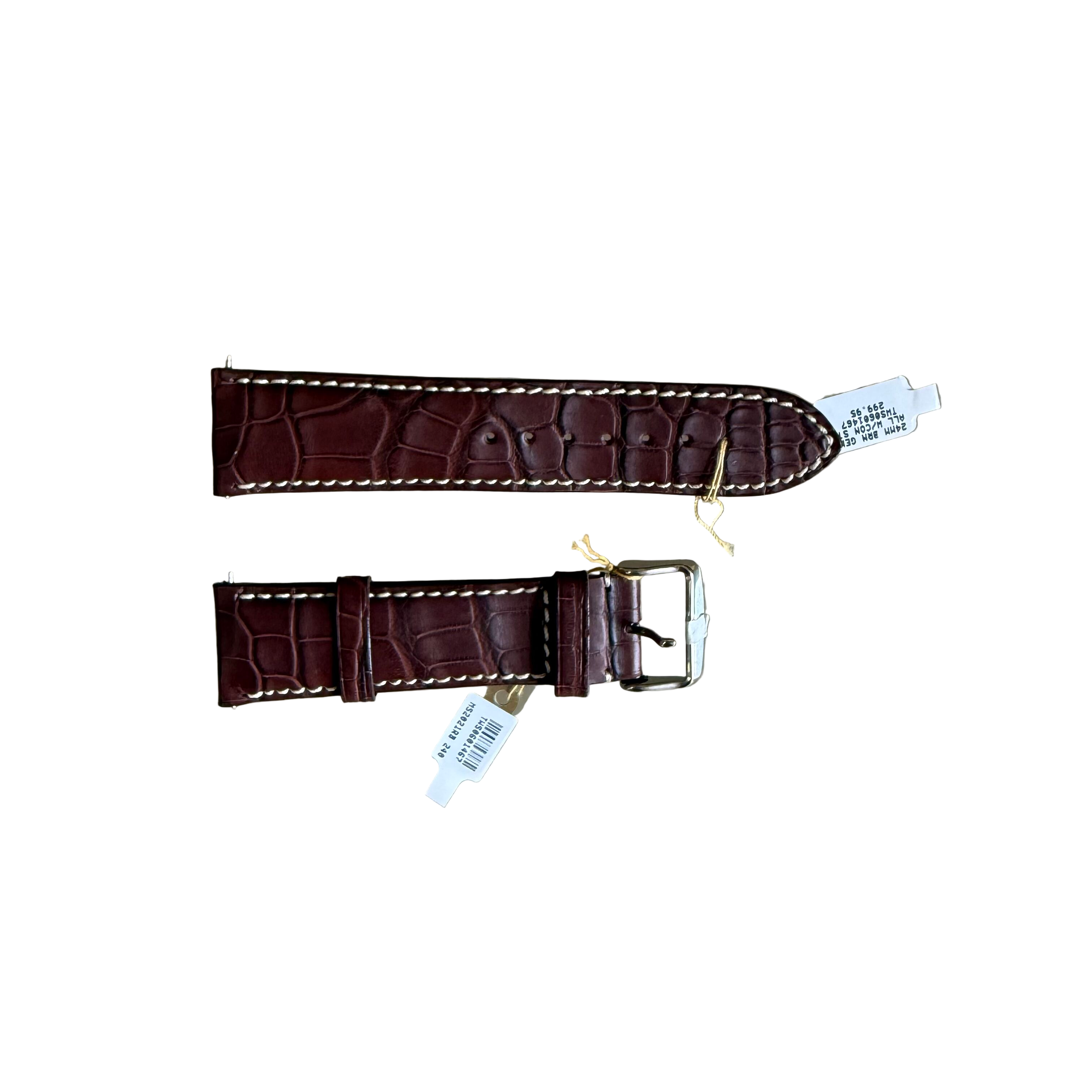 Genuine Alligator Brown Watch Strap Band 24mm Padded & Stitched with Buckle