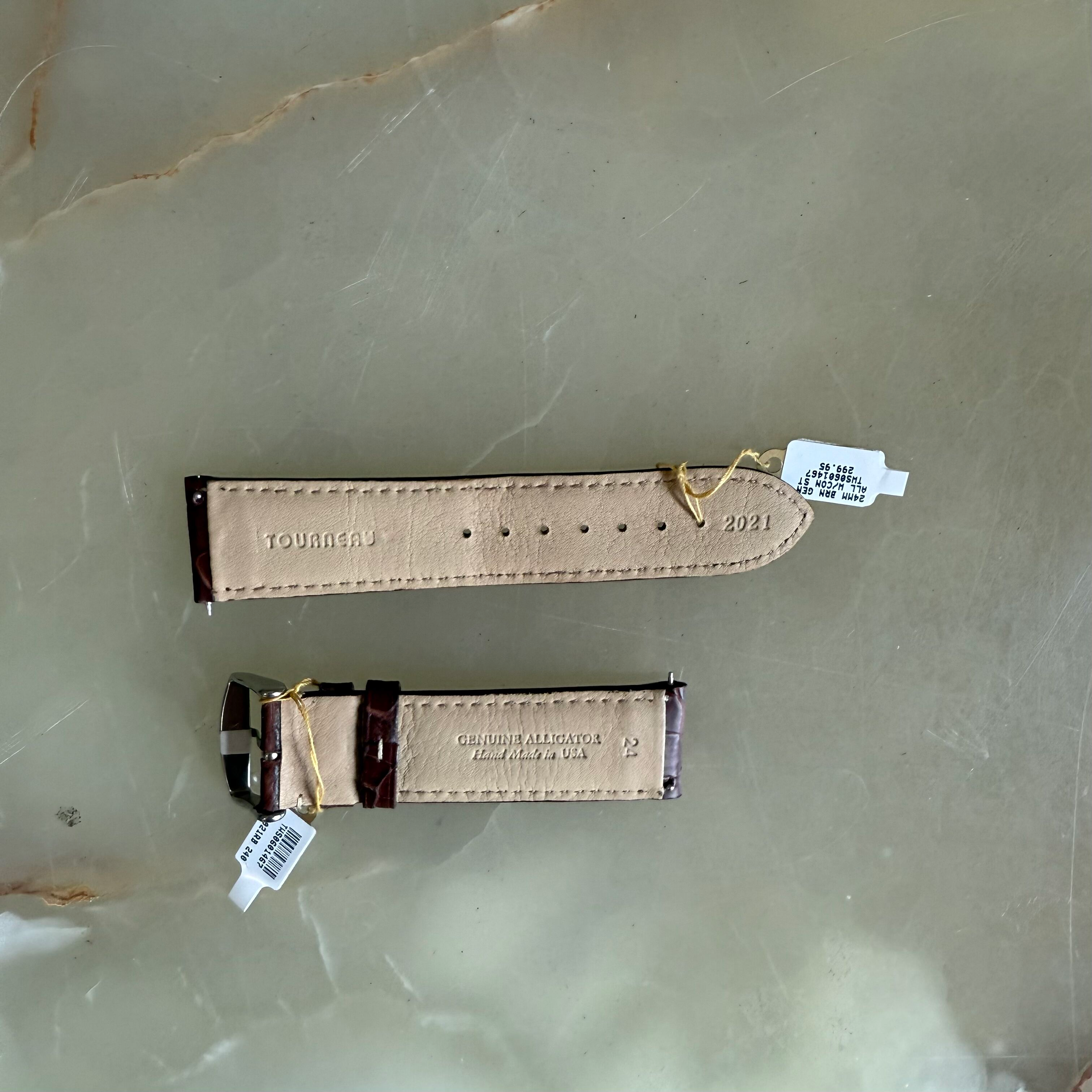 Genuine Alligator Brown Watch Strap Band 24mm Padded & Stitched with Buckle
