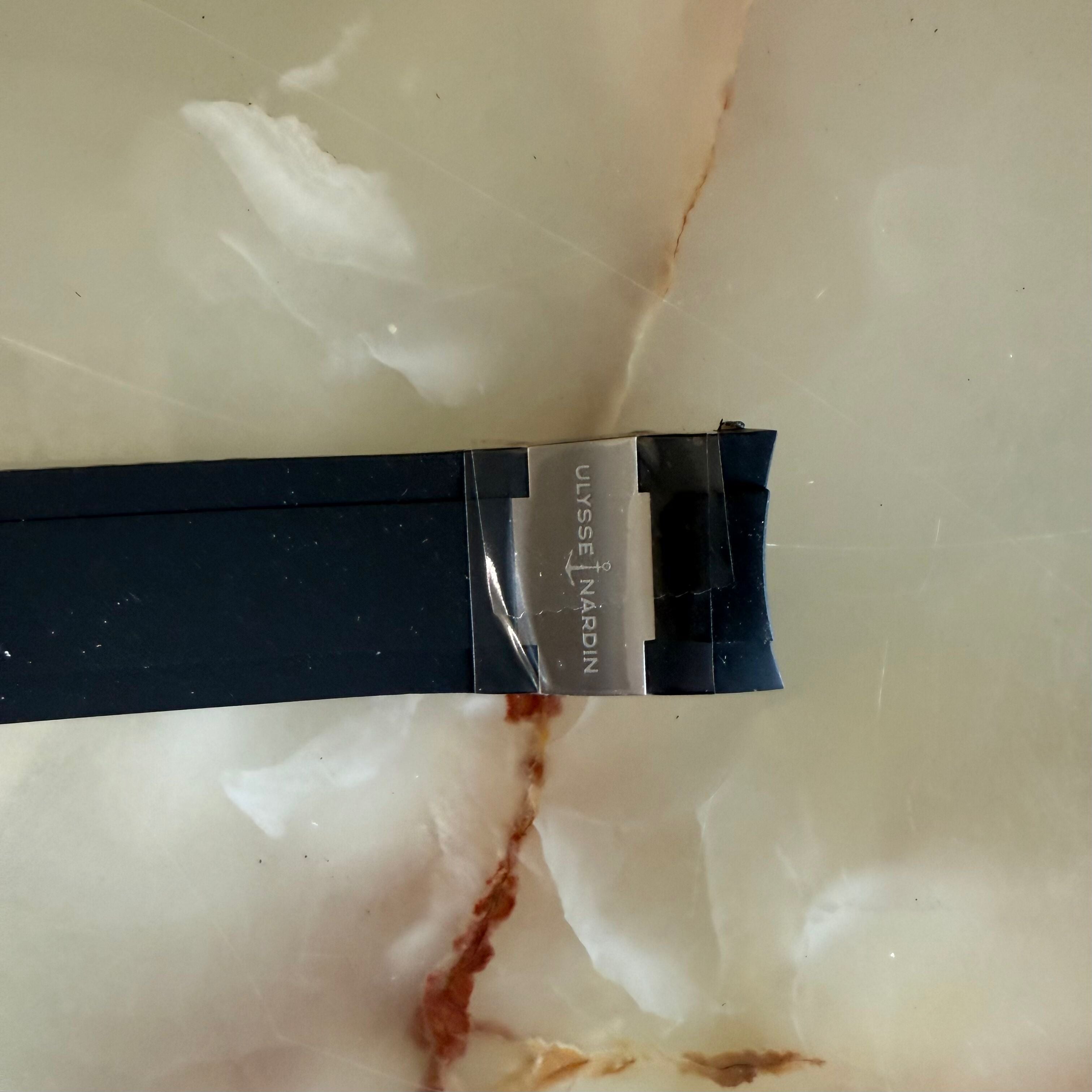 Authentic Ulysse Nardin Rubber Titanium Black Watch Strap Band 22mm w Deployant Clasp