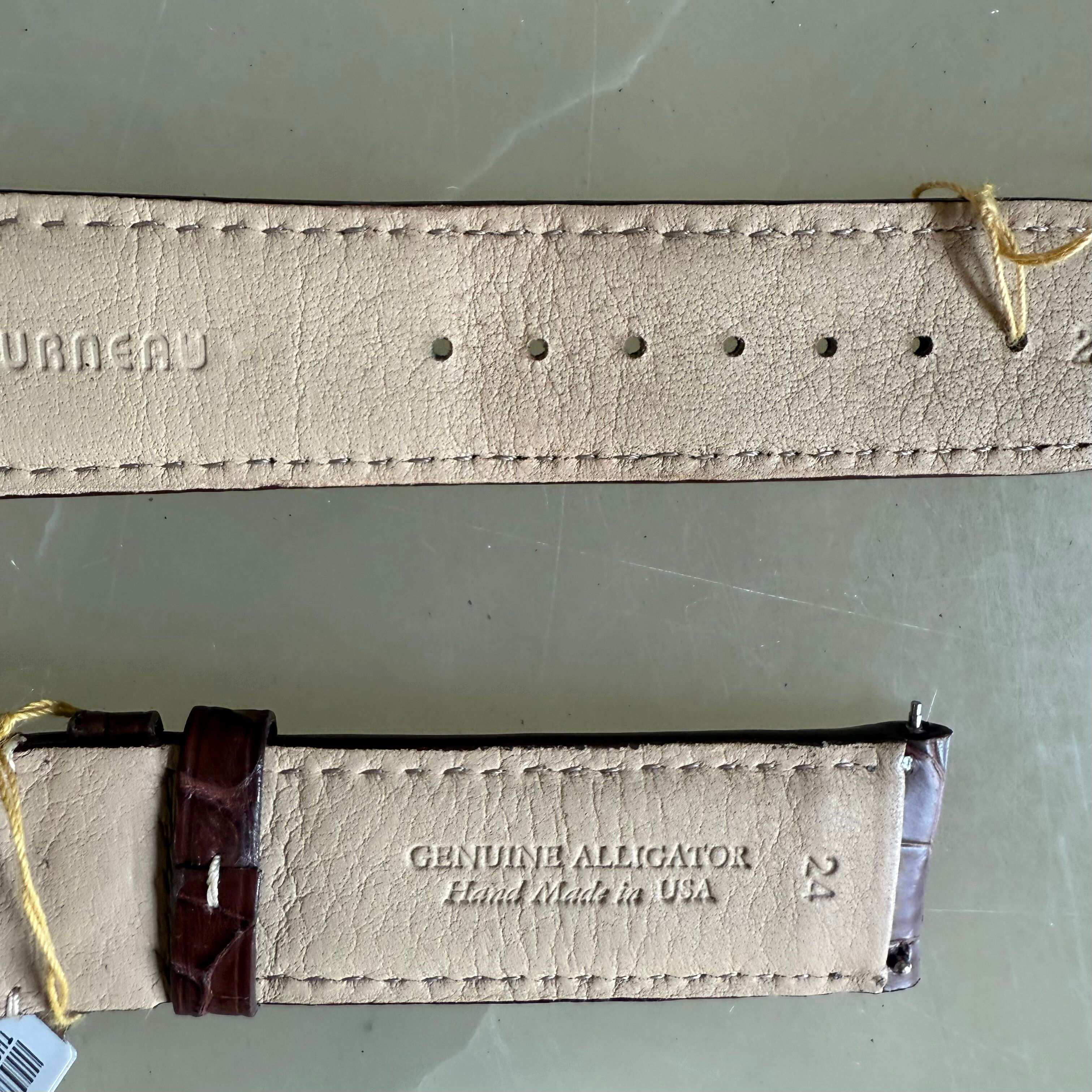 Genuine Alligator Brown Watch Strap Band 24mm Padded & Stitched with Buckle