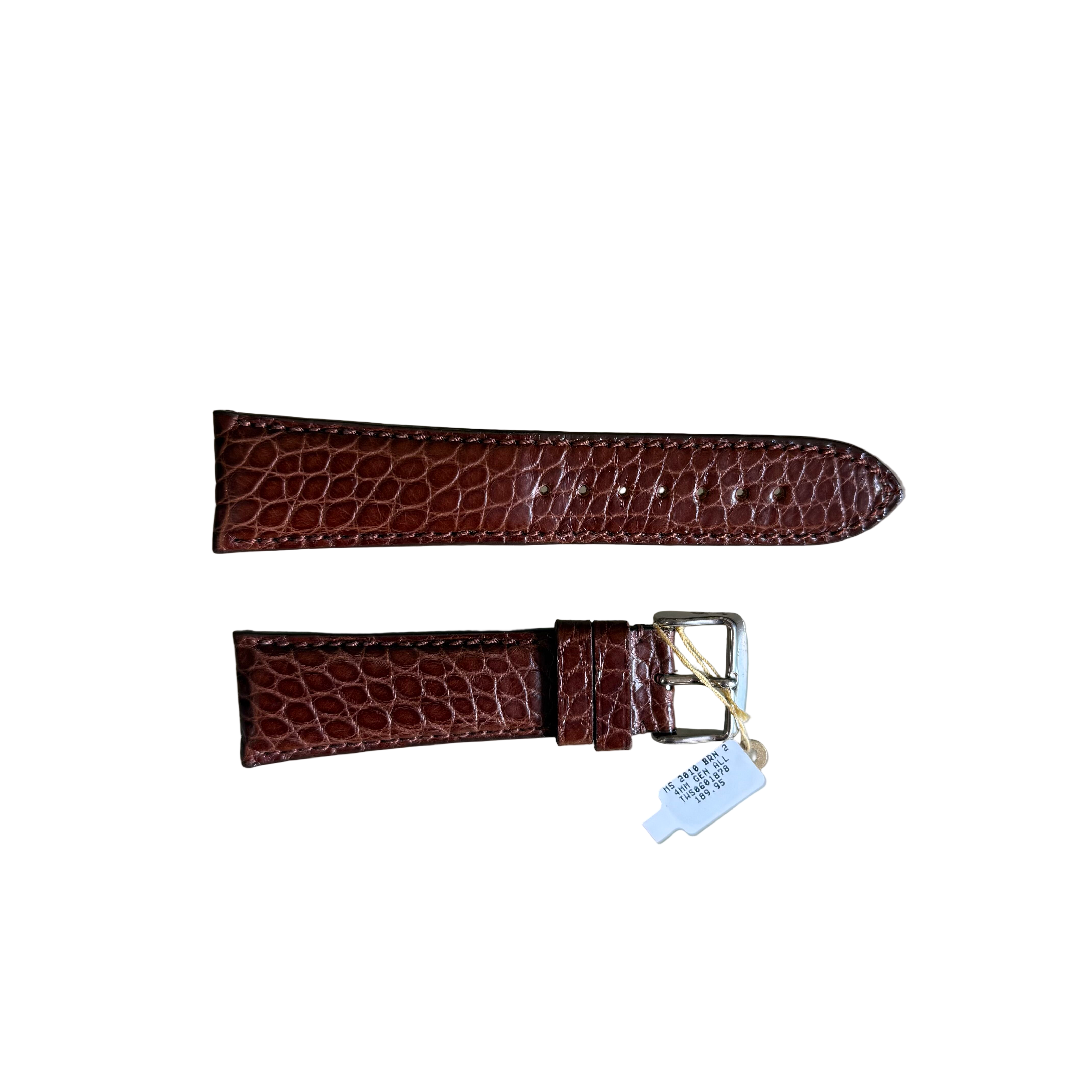 Genuine Alligator Brown Watch Strap Band 24mm Padded & Stitched with Buckle