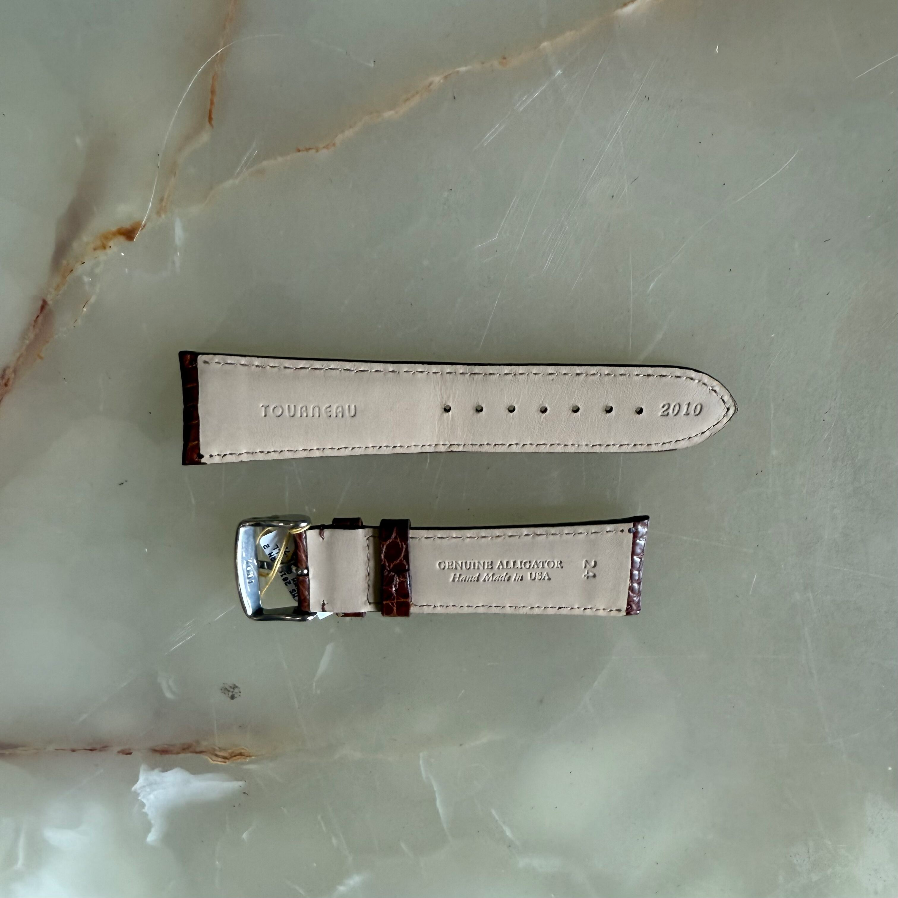 Genuine Alligator Brown Watch Strap Band 24mm Padded & Stitched with Buckle