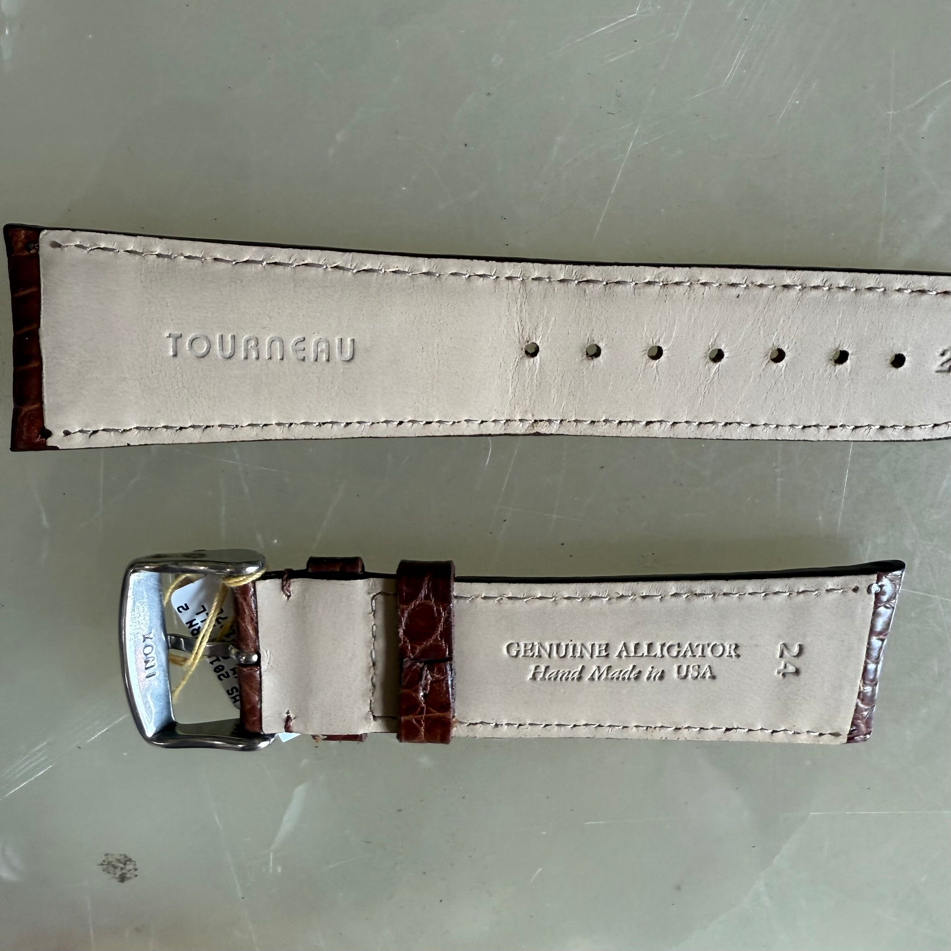 Genuine Alligator Brown Watch Strap Band 24mm Padded & Stitched with Buckle