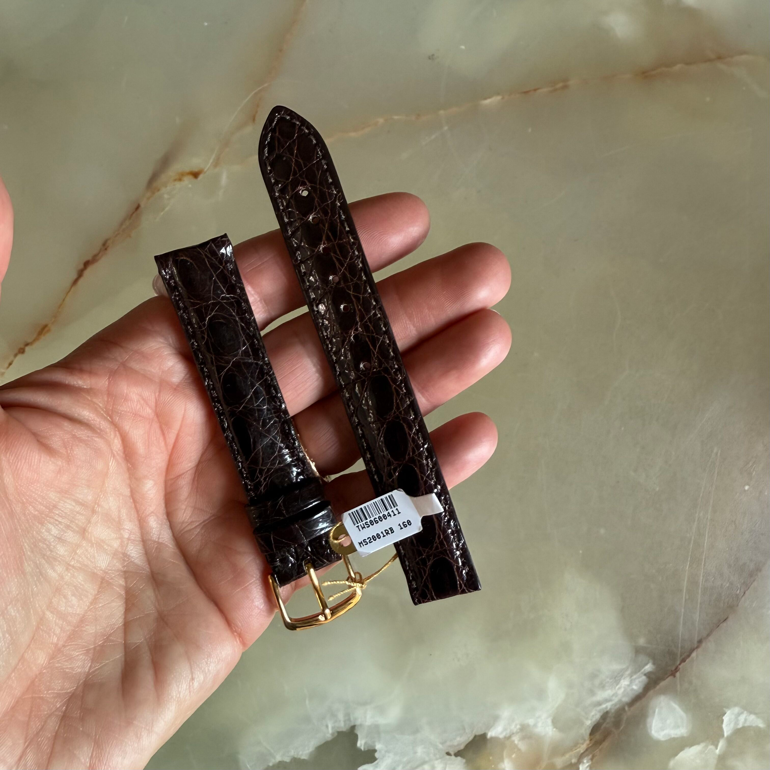 Genuine Alligator Brown Watch Strap Band 16mm Padded & Stitched with Buckle