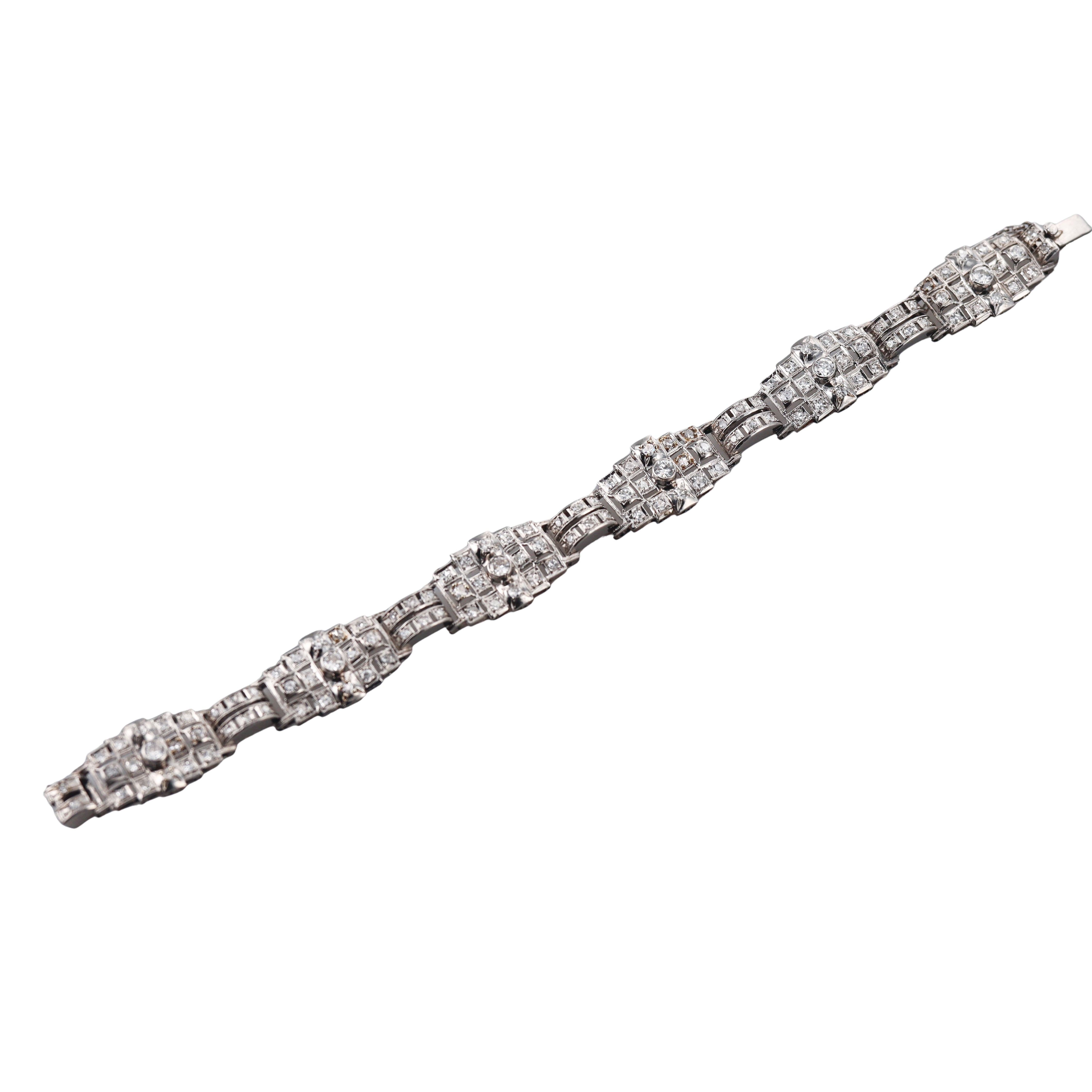 Mid Century Platinum Diamond Bracelet