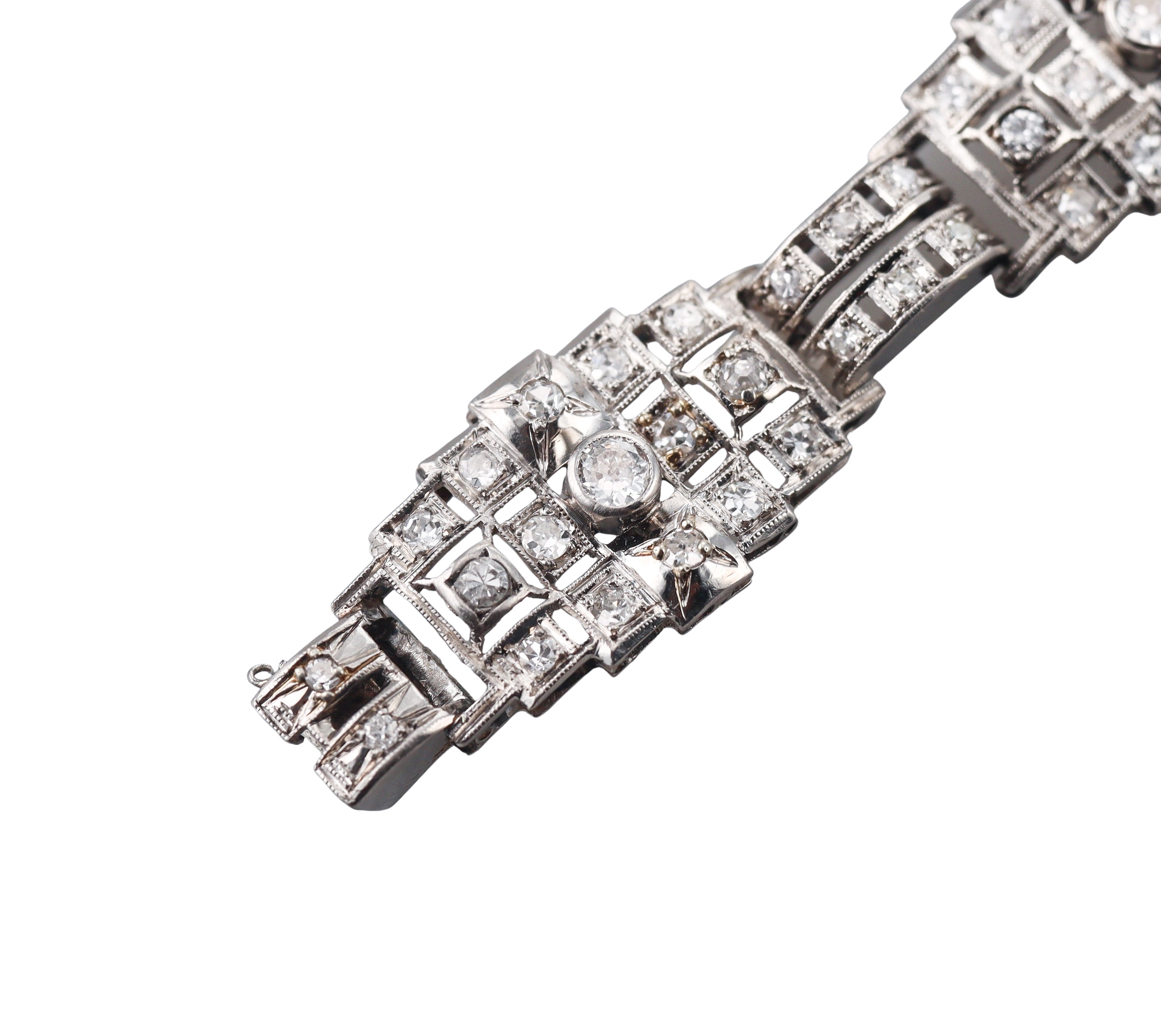 Mid Century Platinum Diamond Bracelet