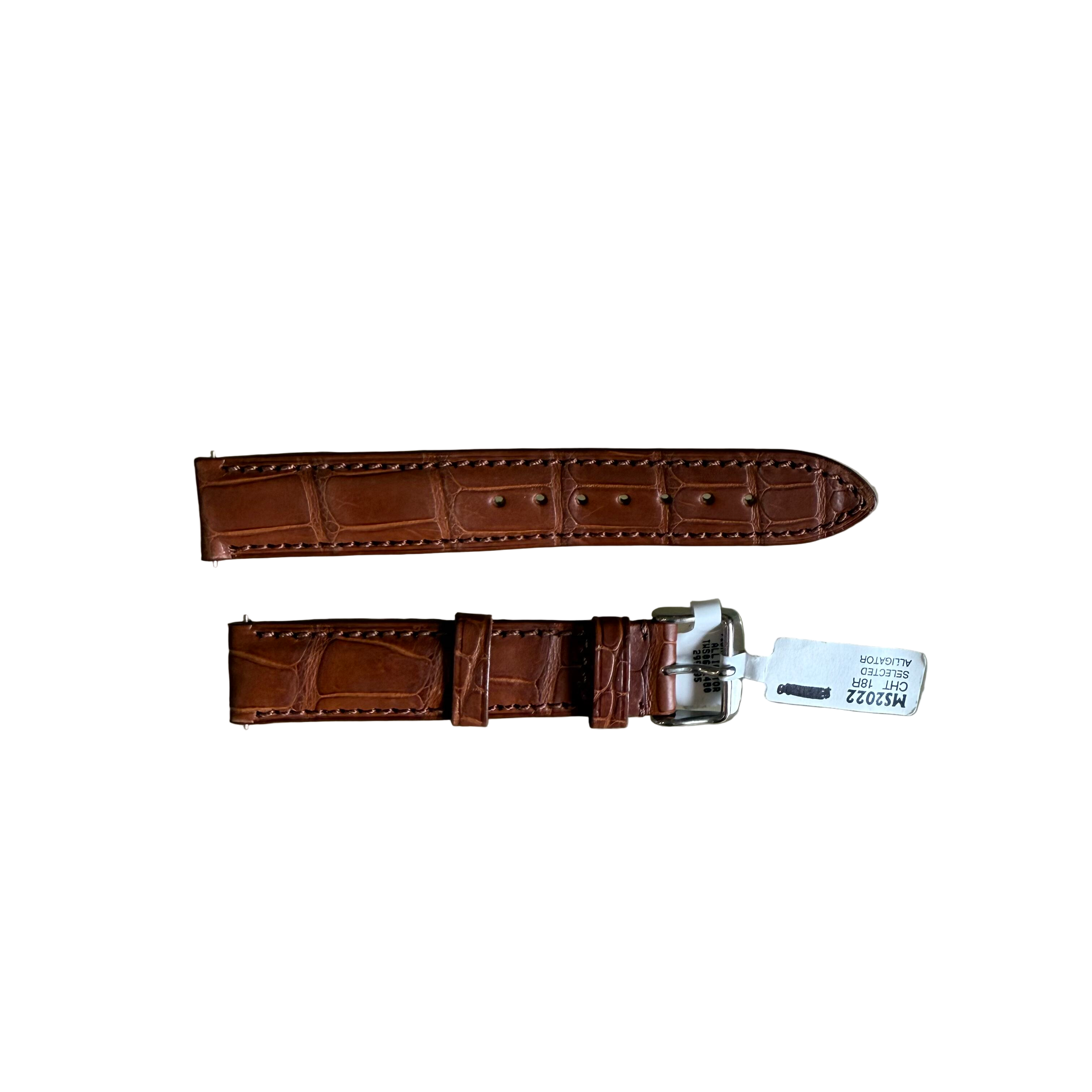 Genuine Alligator Brown Watch Strap Band 18mm Padded & Stitched with Buckle