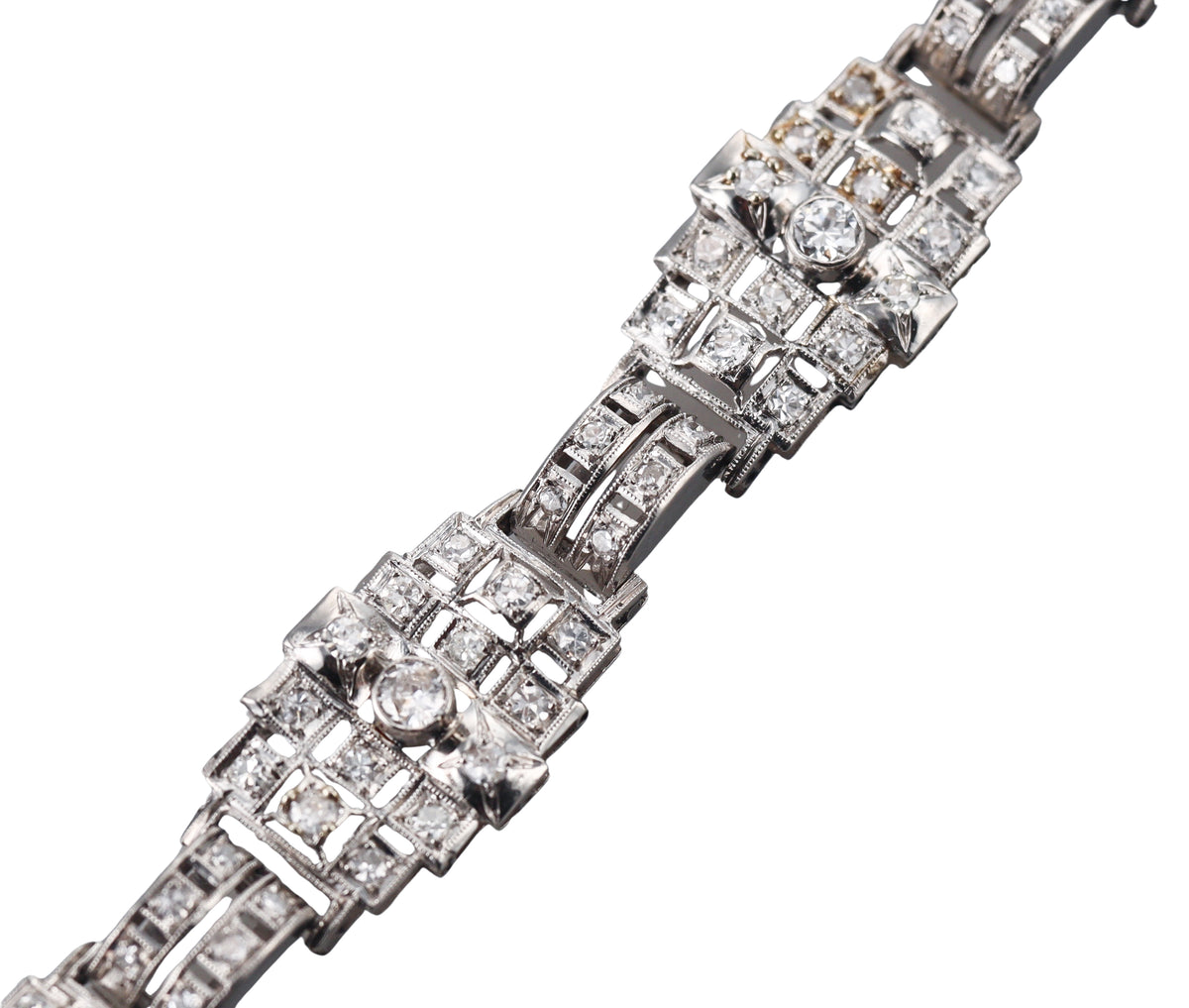 Mid Century Platinum Diamond Bracelet