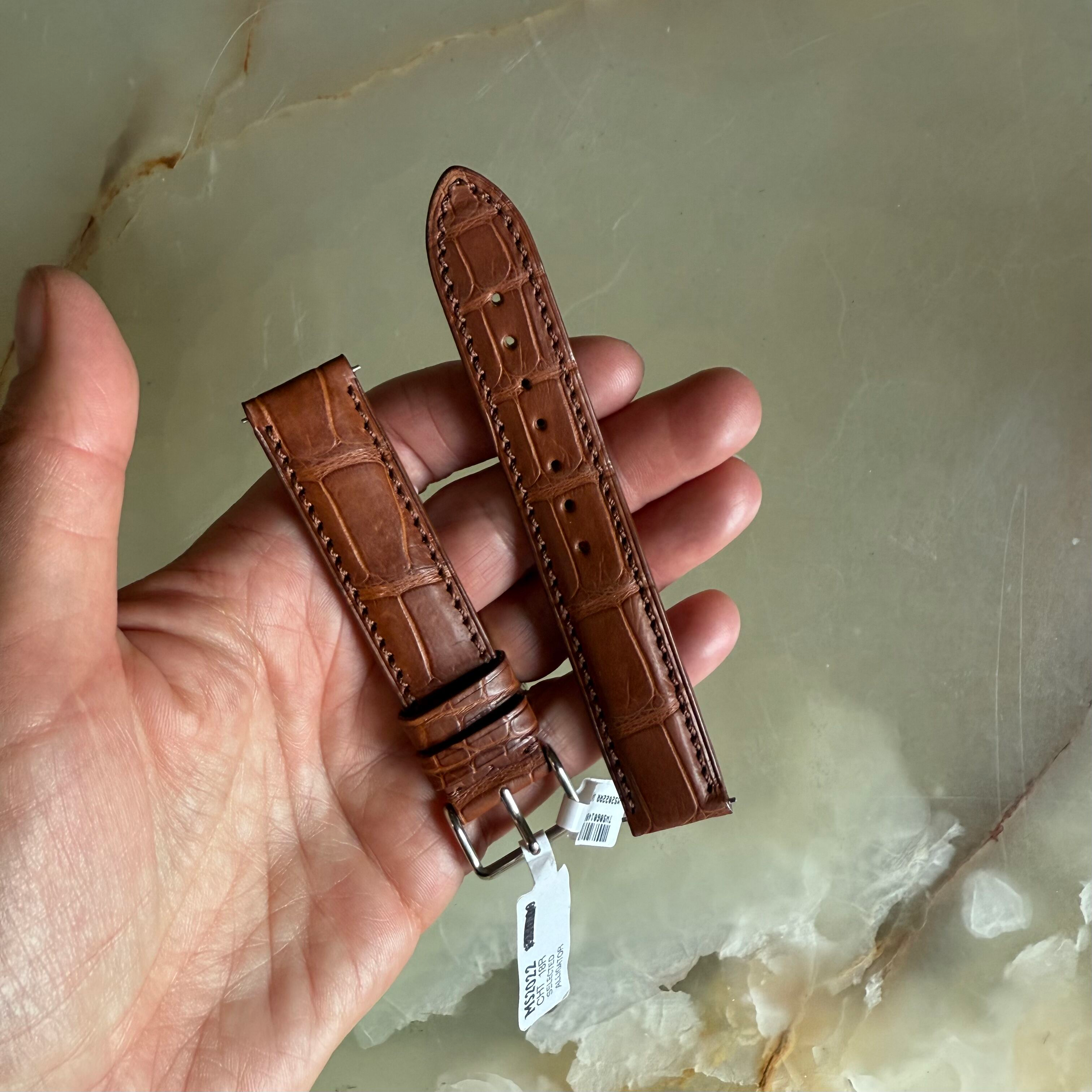 Genuine Alligator Brown Watch Strap Band 18mm Padded & Stitched with Buckle