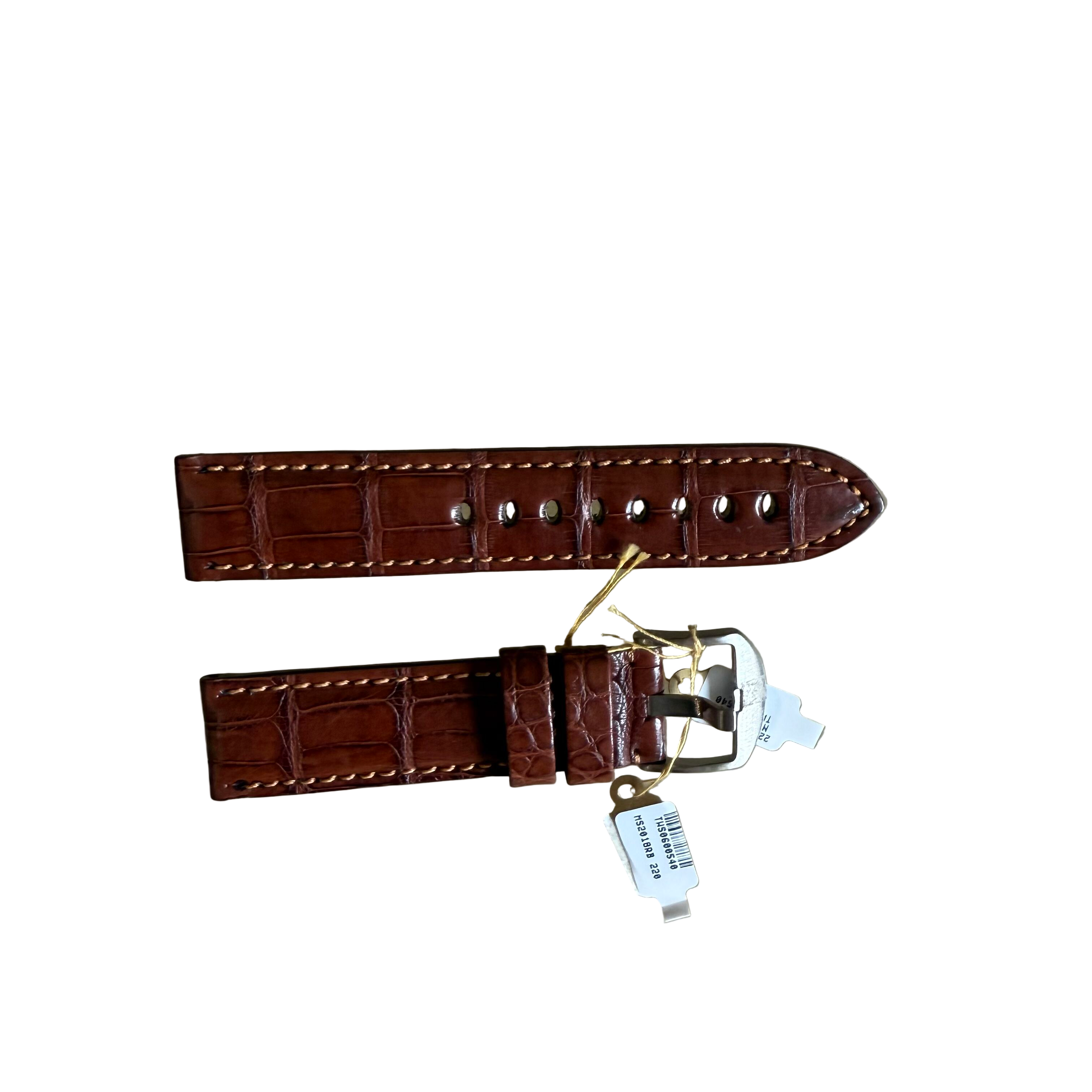 Genuine Alligator Brown Watch Strap Band 22mm Padded & Stitched with Buckle