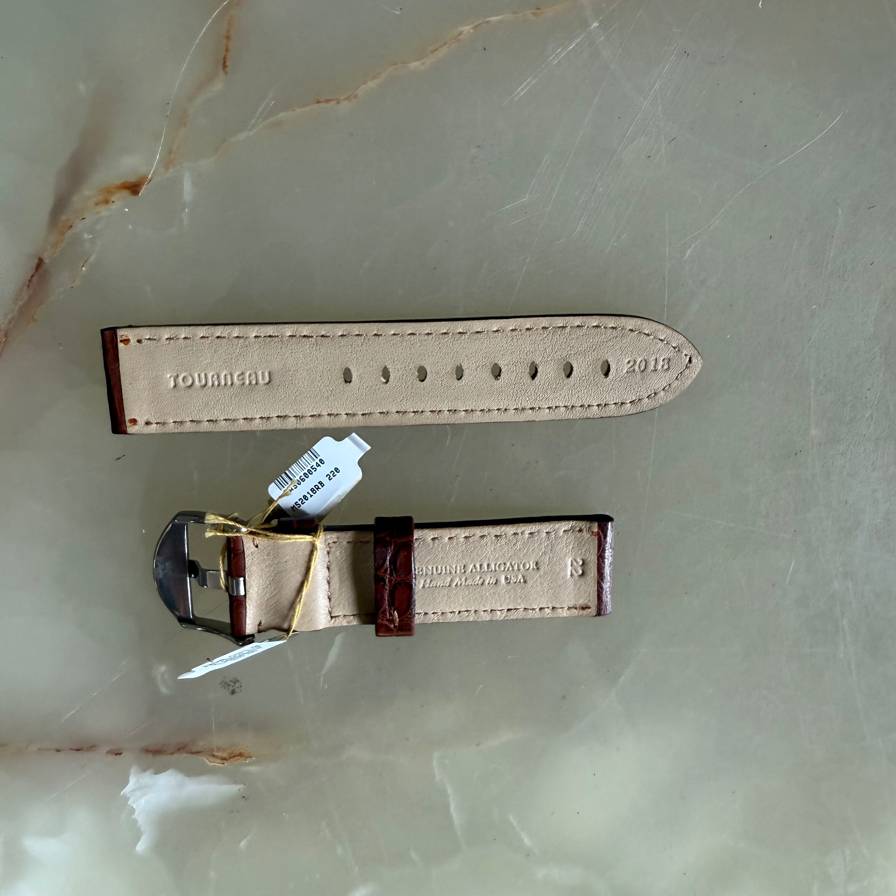 Genuine Alligator Brown Watch Strap Band 22mm Padded & Stitched with Buckle