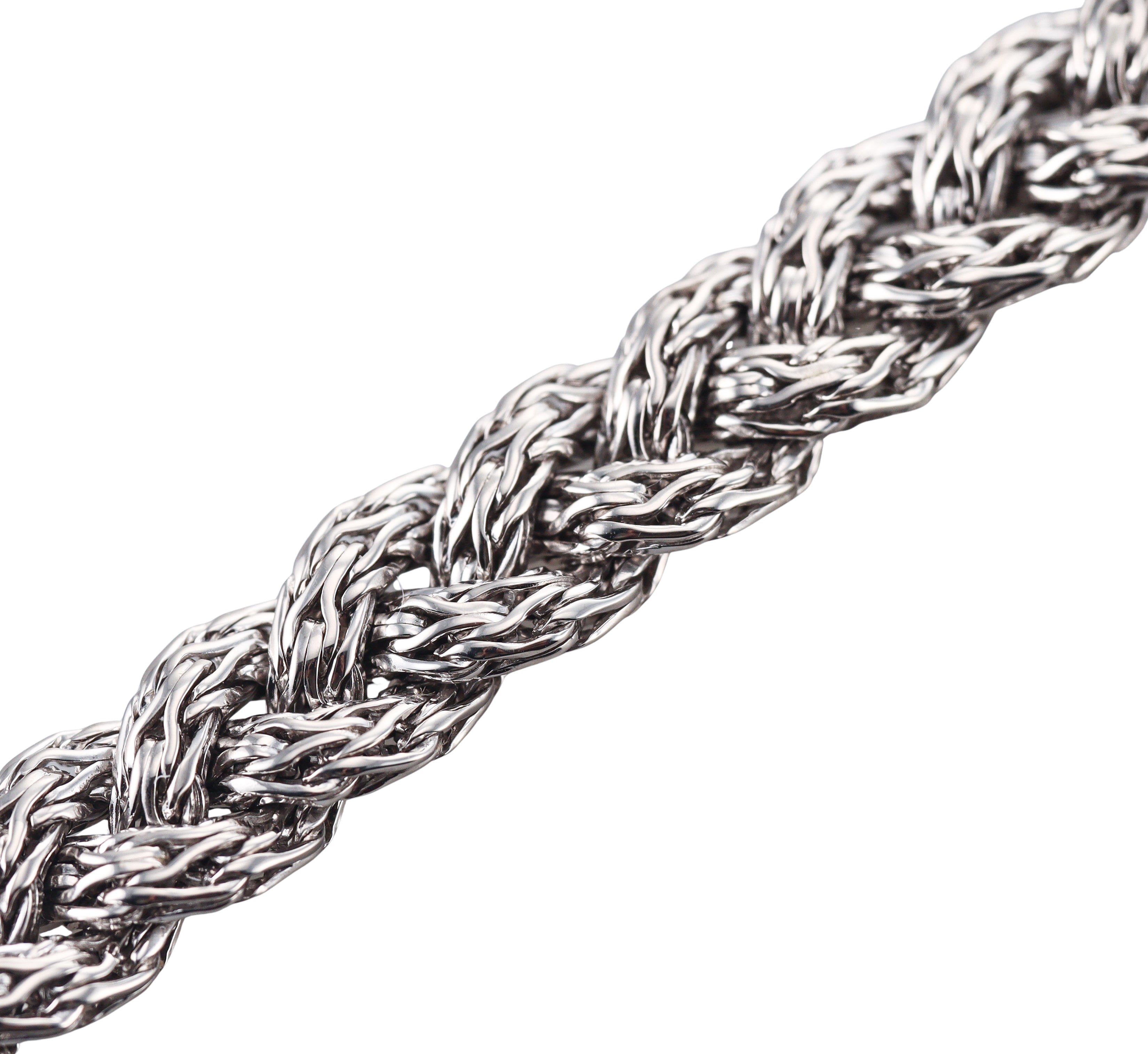 John Hardy Classic Chain Braided Silver Black Diamond Bracelet