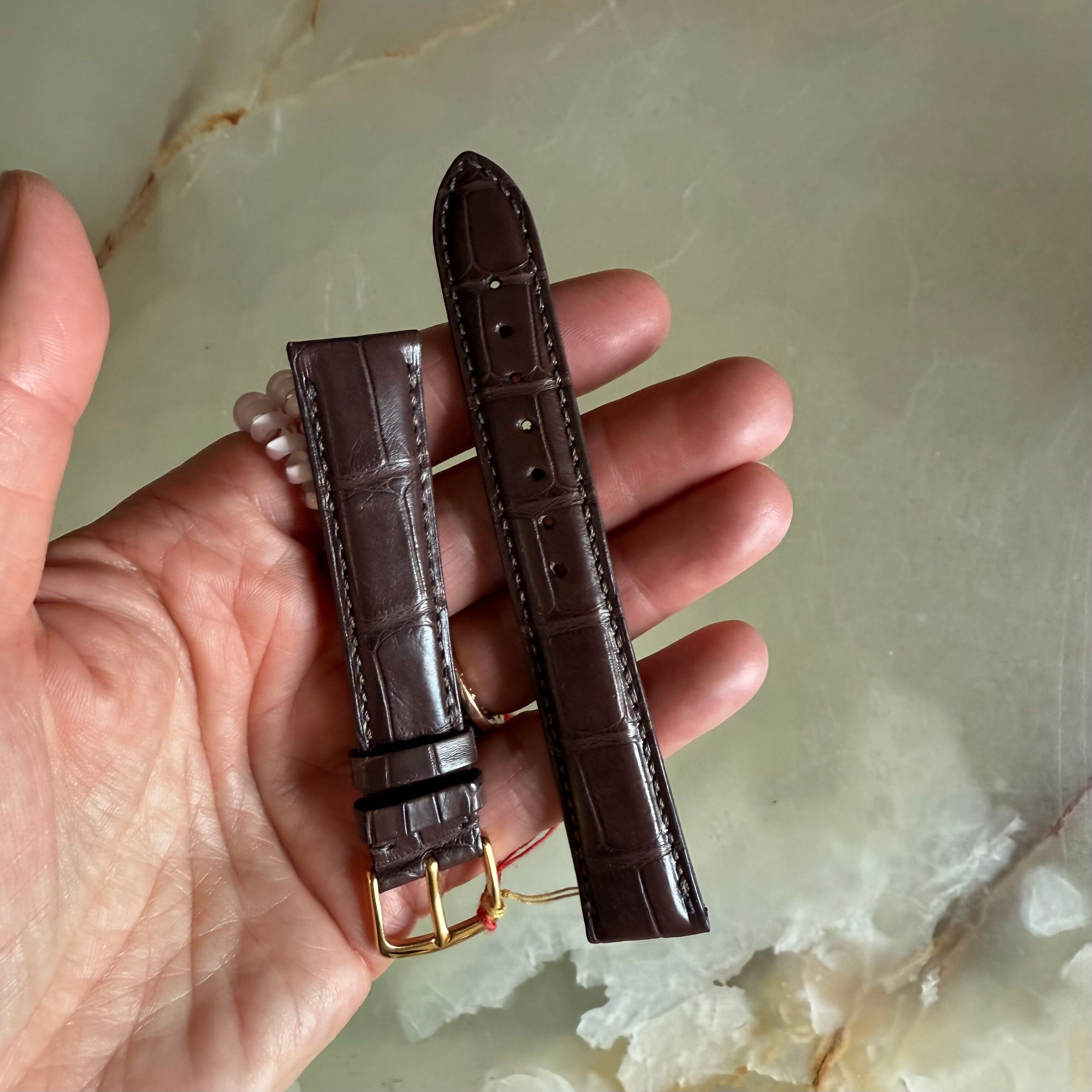 Genuine Alligator Brown Watch Strap Band 18mm Padded & Stitched with Buckle