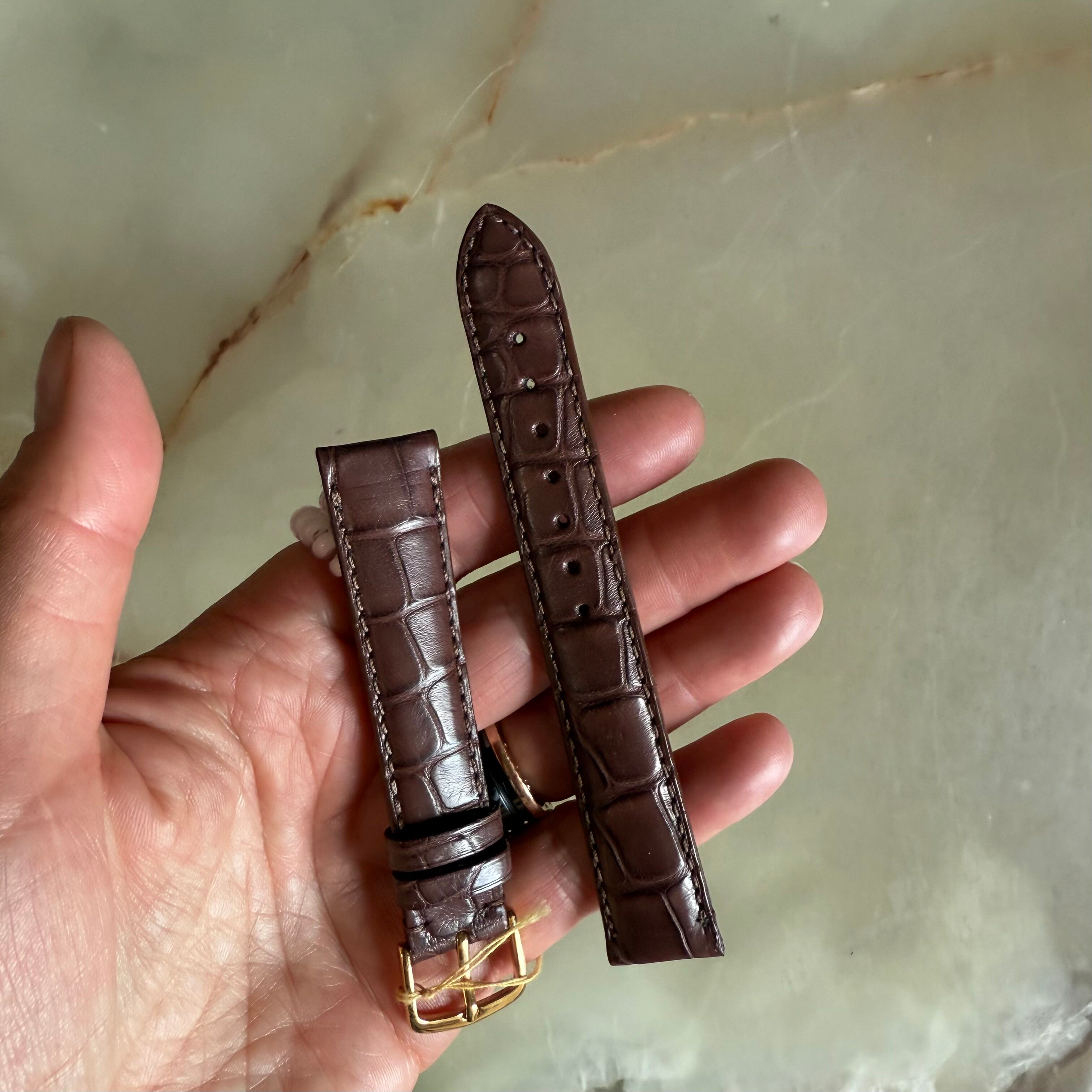 Genuine Alligator Brown Watch Strap Band 18mm Padded & Stitched with Buckle