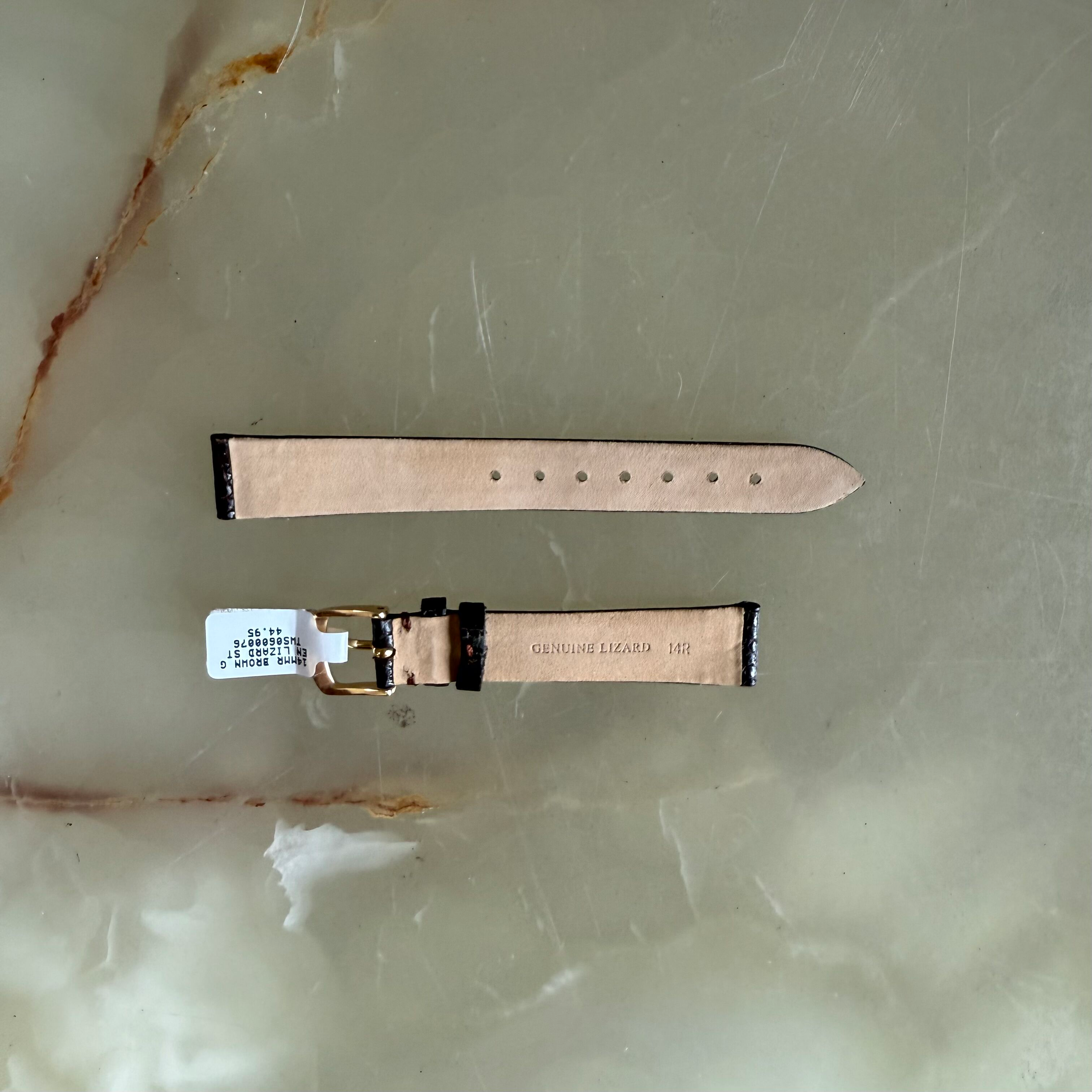 Genuine Lizard Brown Watch Strap Band 14mm with Buckle