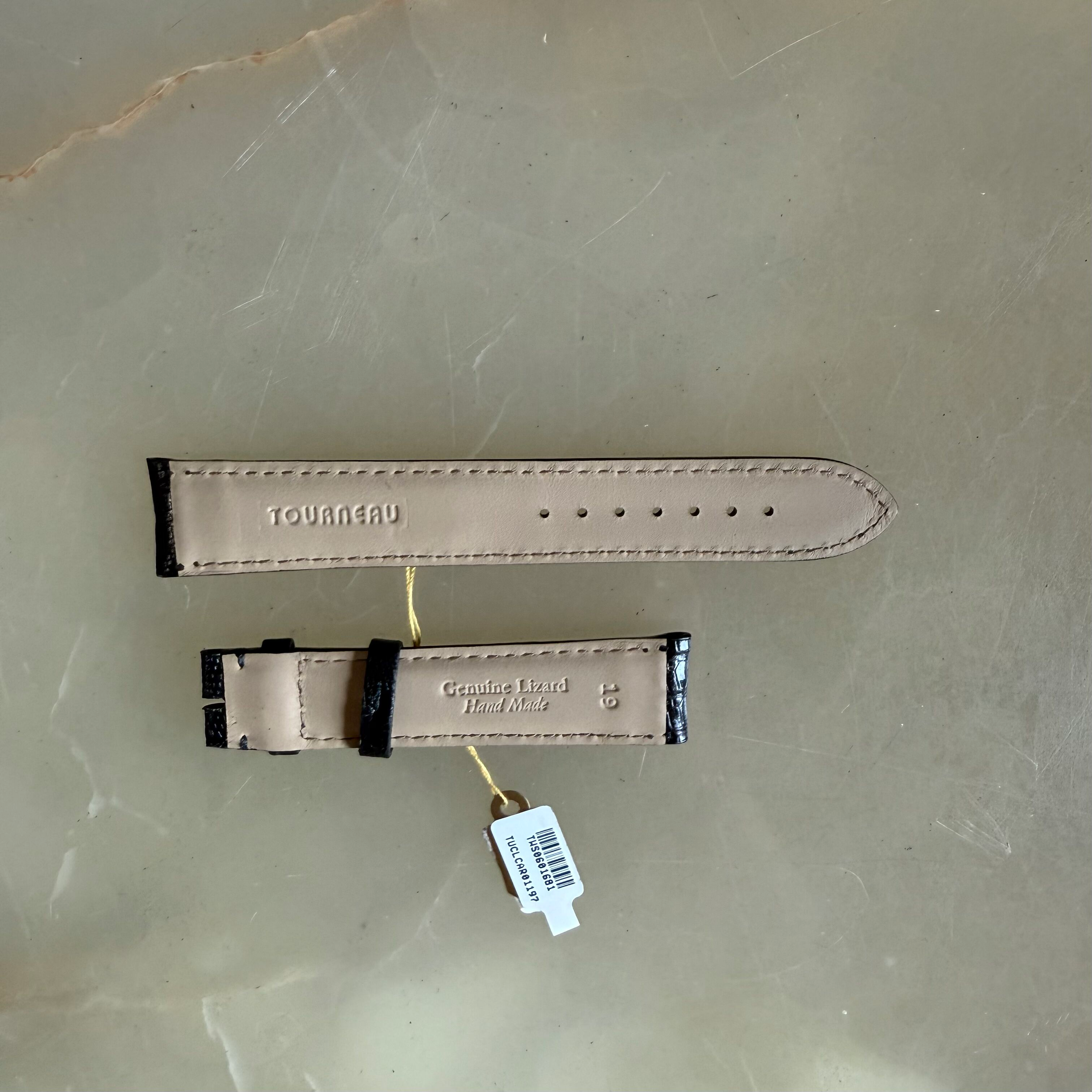 Genuine Lizard Black Watch Strap Band 19mm Padded & Stitched