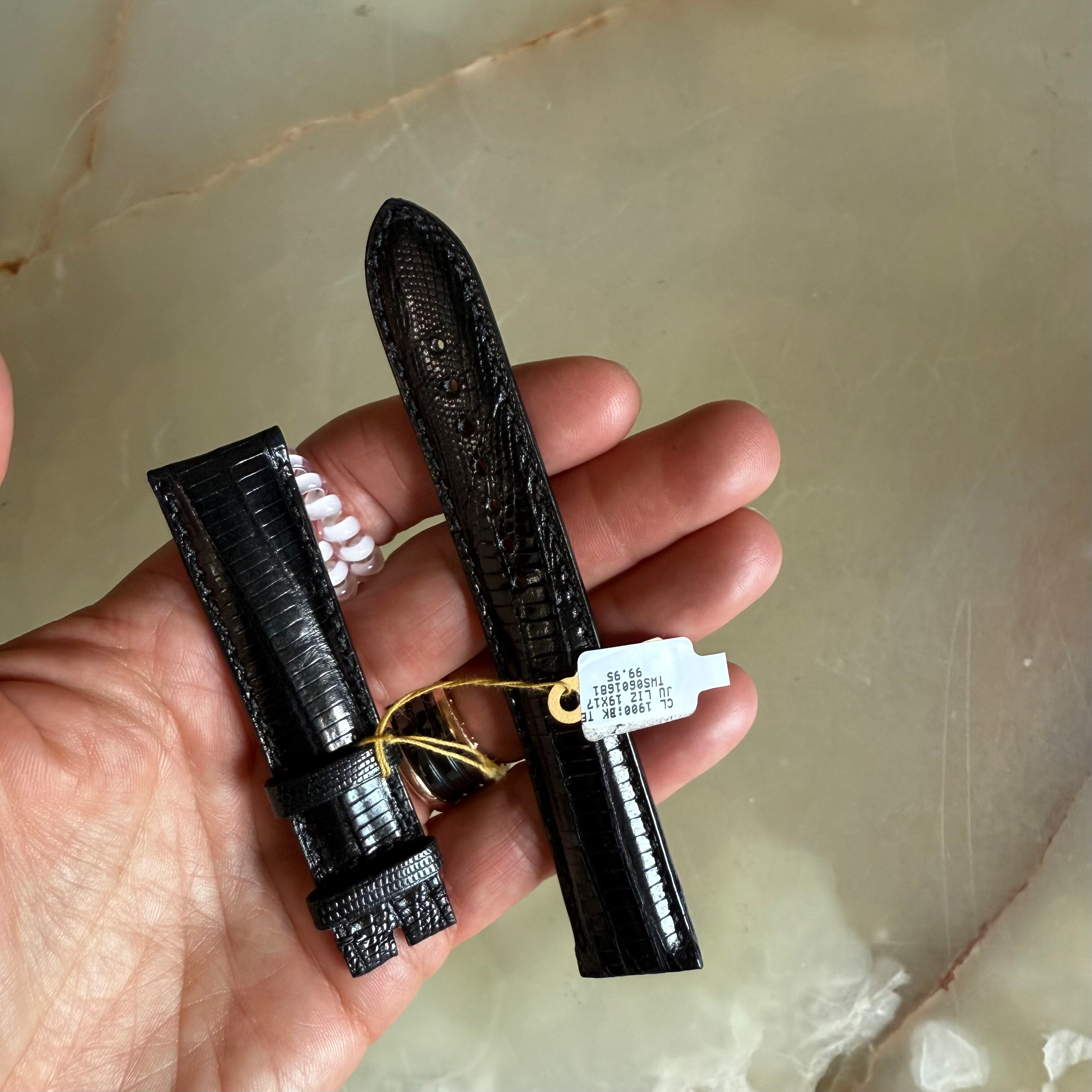 Genuine Lizard Black Watch Strap Band 19mm Padded & Stitched