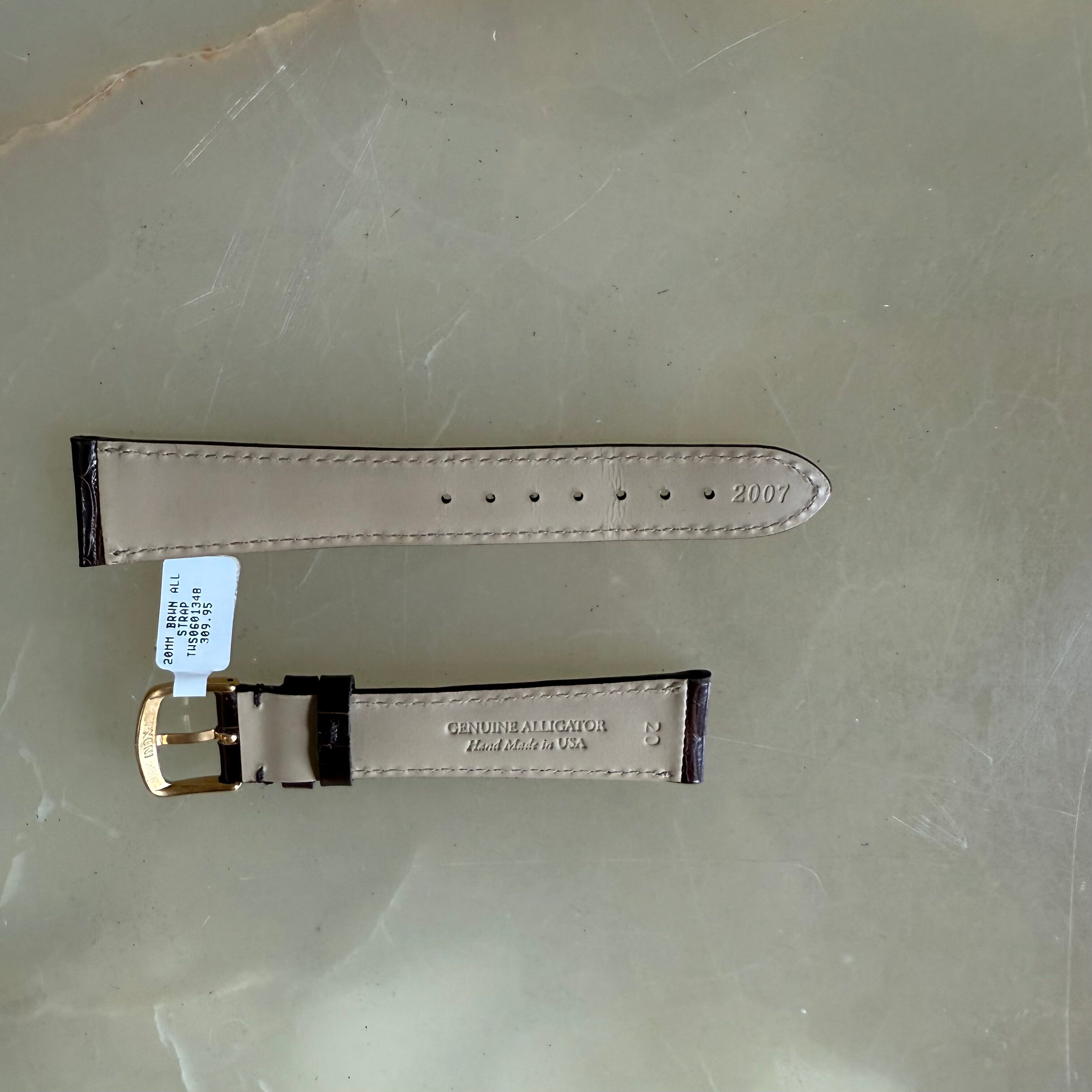 Genuine Alligator Brown Watch Strap Band 20mm Padded & Stitched with Buckle