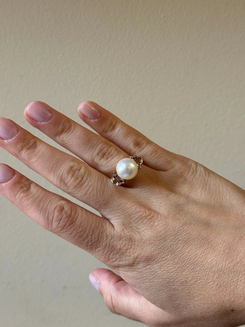 Mimi Milano Happy Prasiolite Pearl Gold Ring