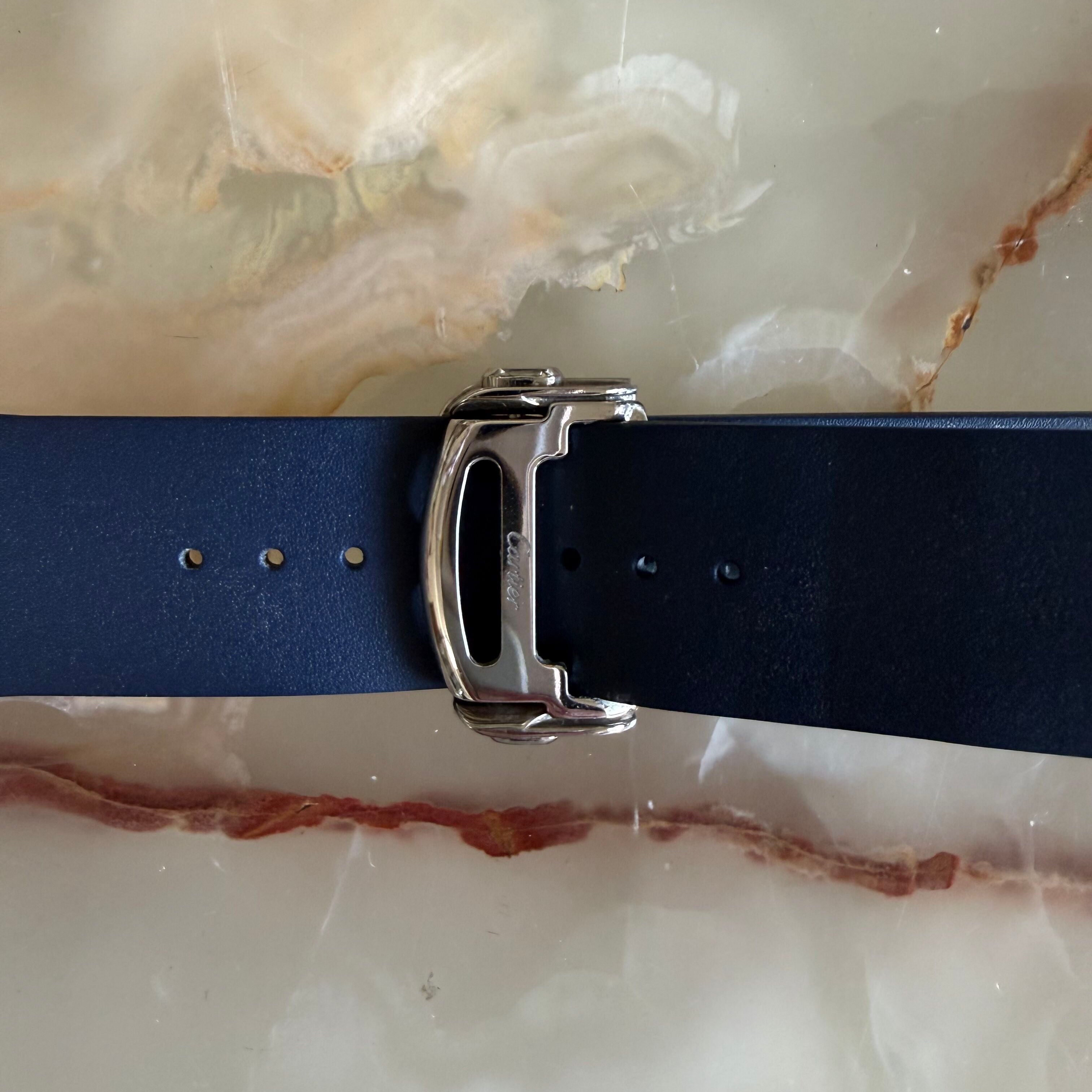 Authentic Cartier Santos Quick Release Blue Rubber Watch Strap Band 21mm w Buckle