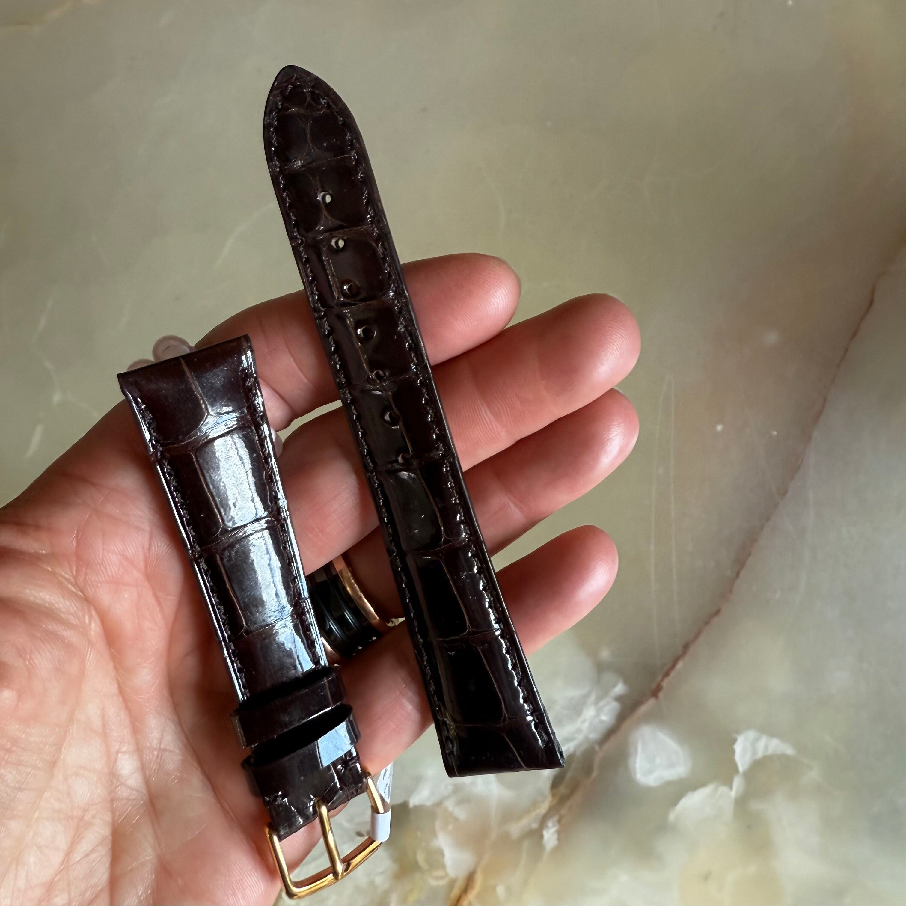 Genuine Alligator Brown Watch Strap Band 20mm Padded & Stitched with Buckle
