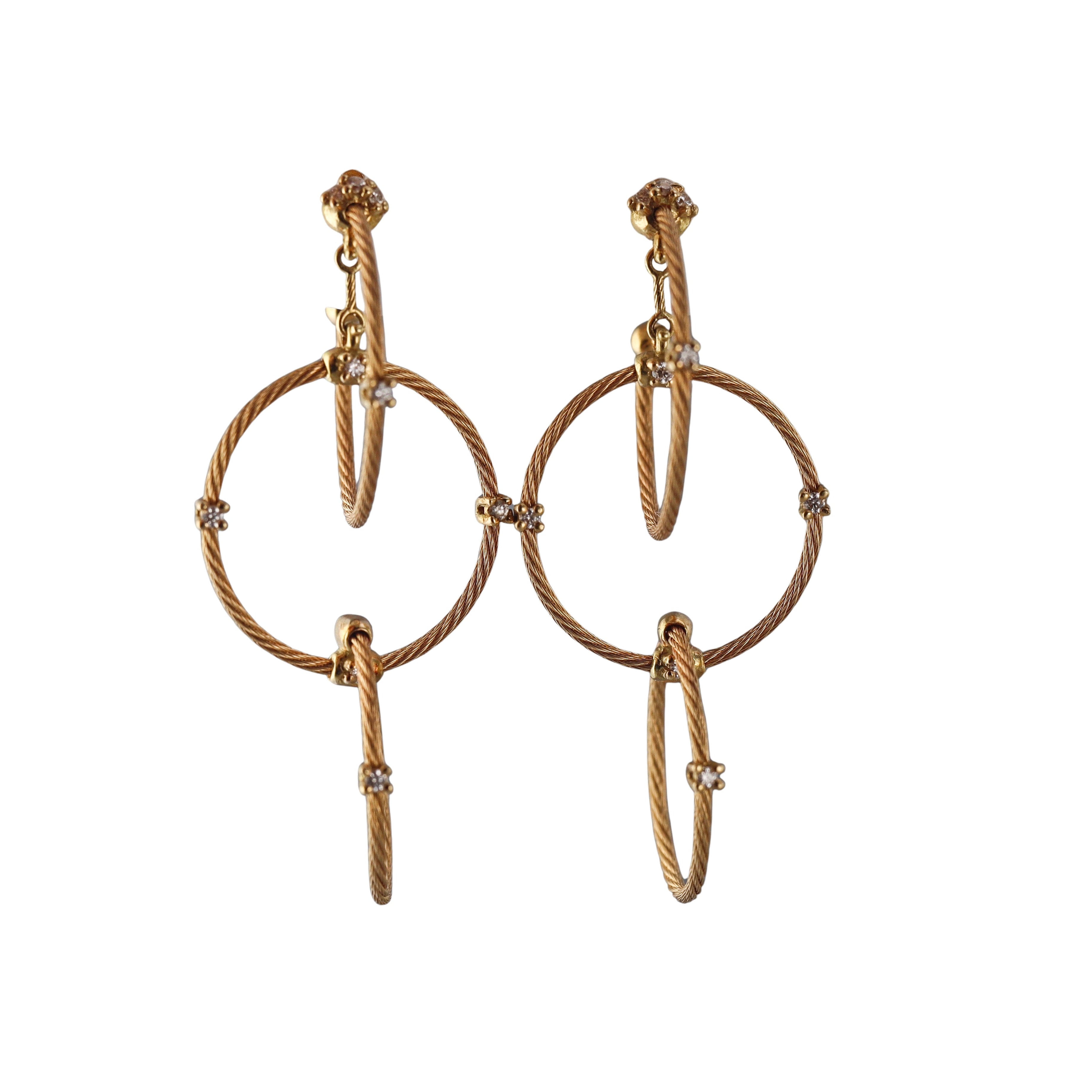 Paul Morelli Triple Unity Rain Chain 18k Diamond Earrings