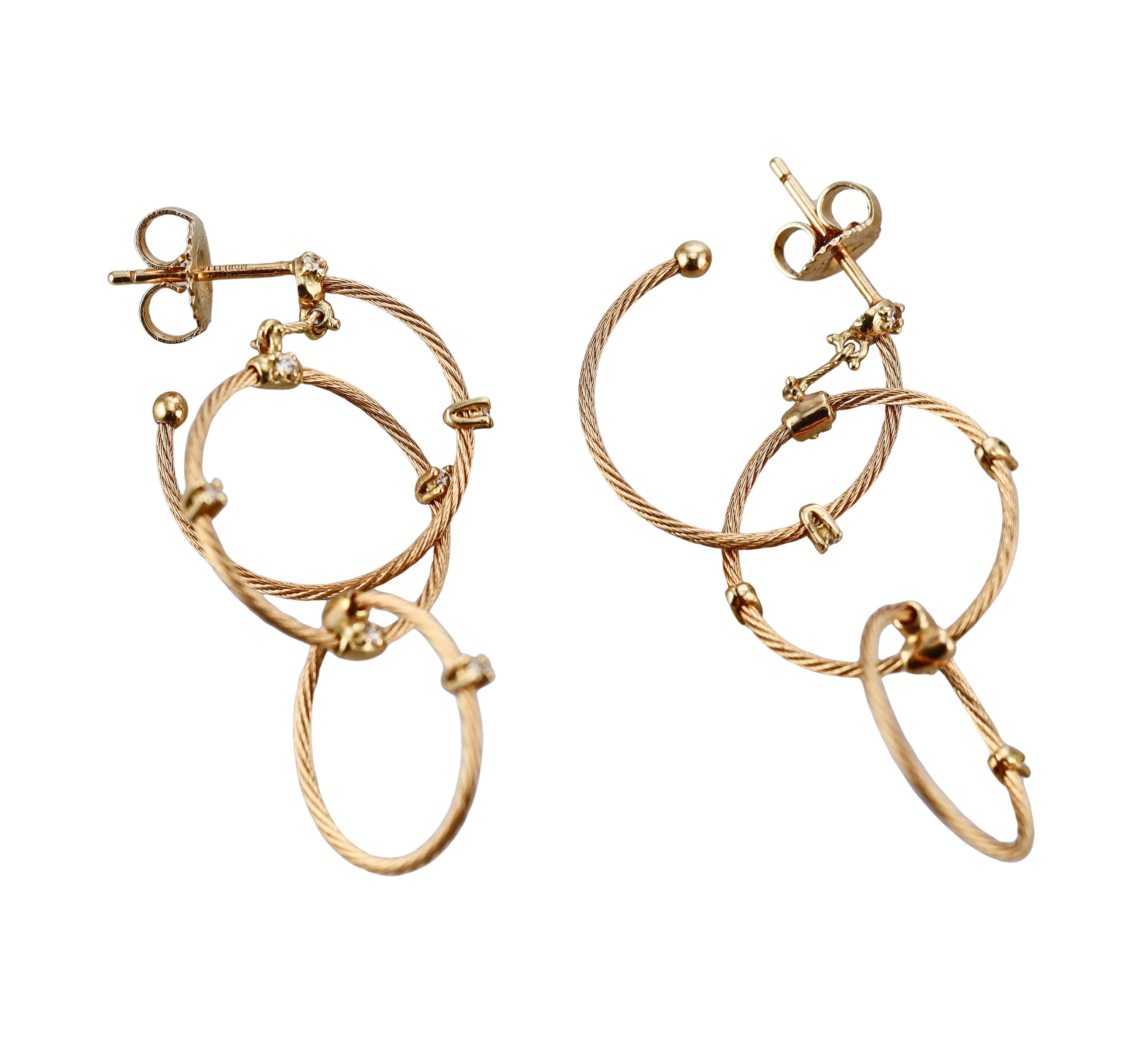 Paul Morelli Triple Unity Rain Chain 18k Diamond Earrings