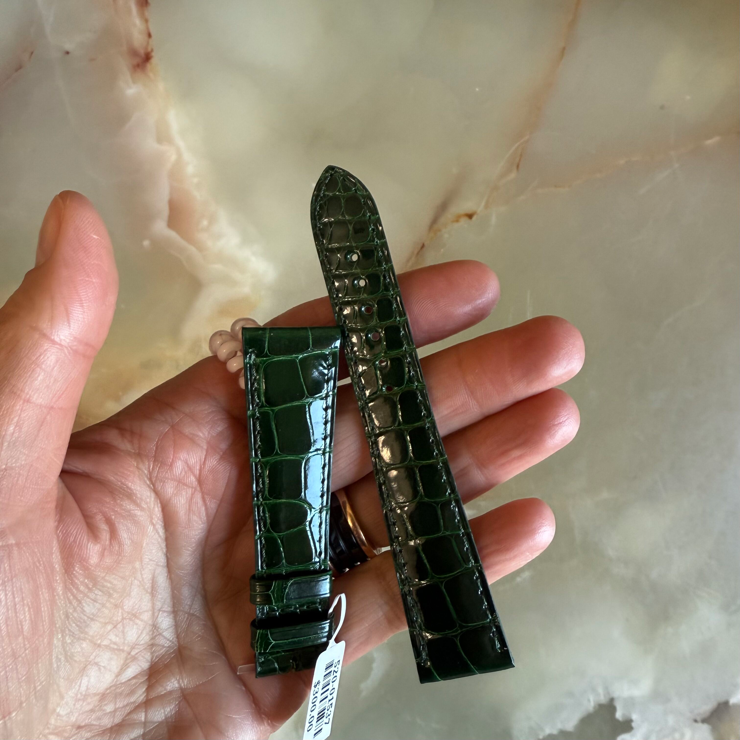 Genuine Crocodile Green Watch Strap Band 21mm Padded & Stitched