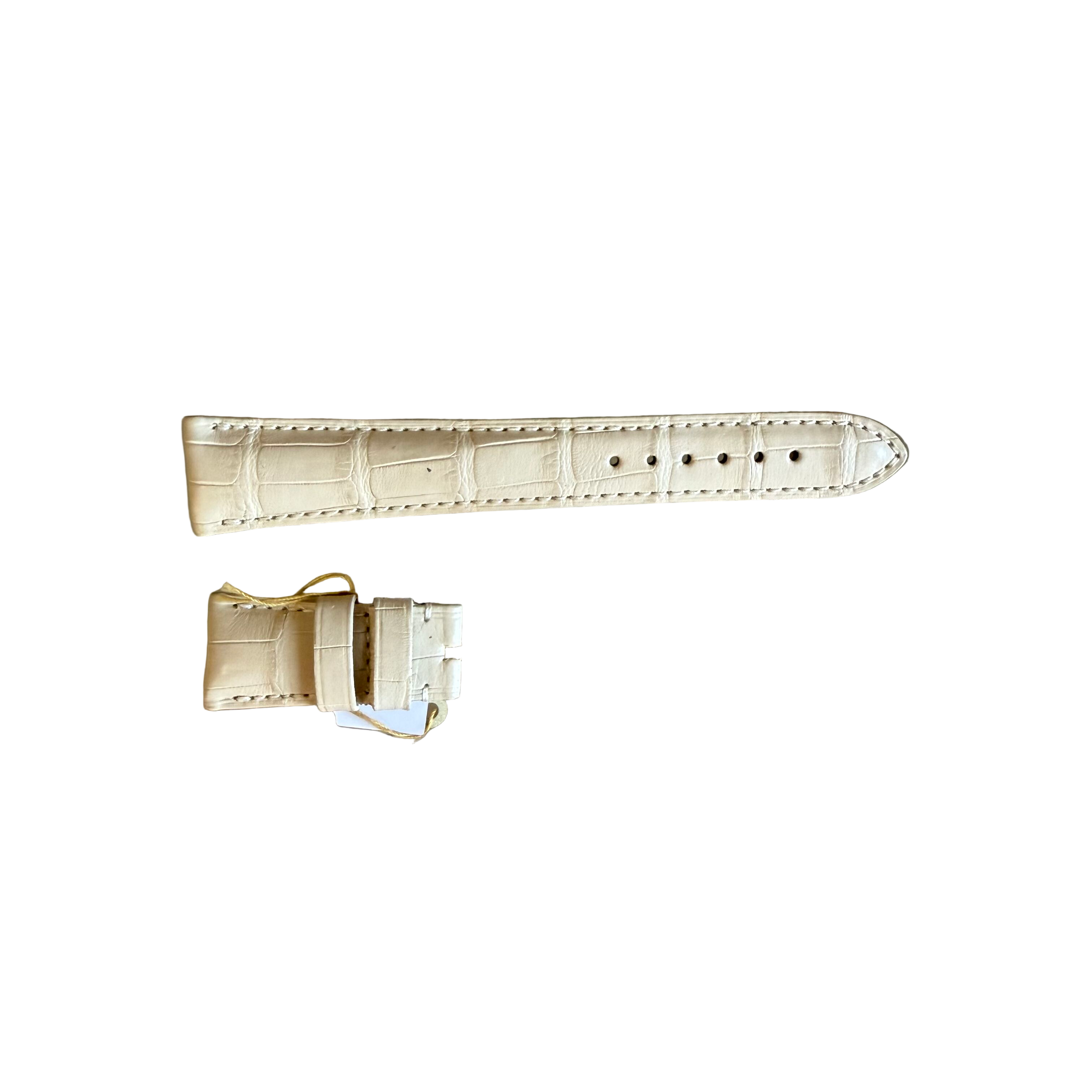 Genuine Crocodile Beige Watch Strap Band 20mm Padded & Stitched