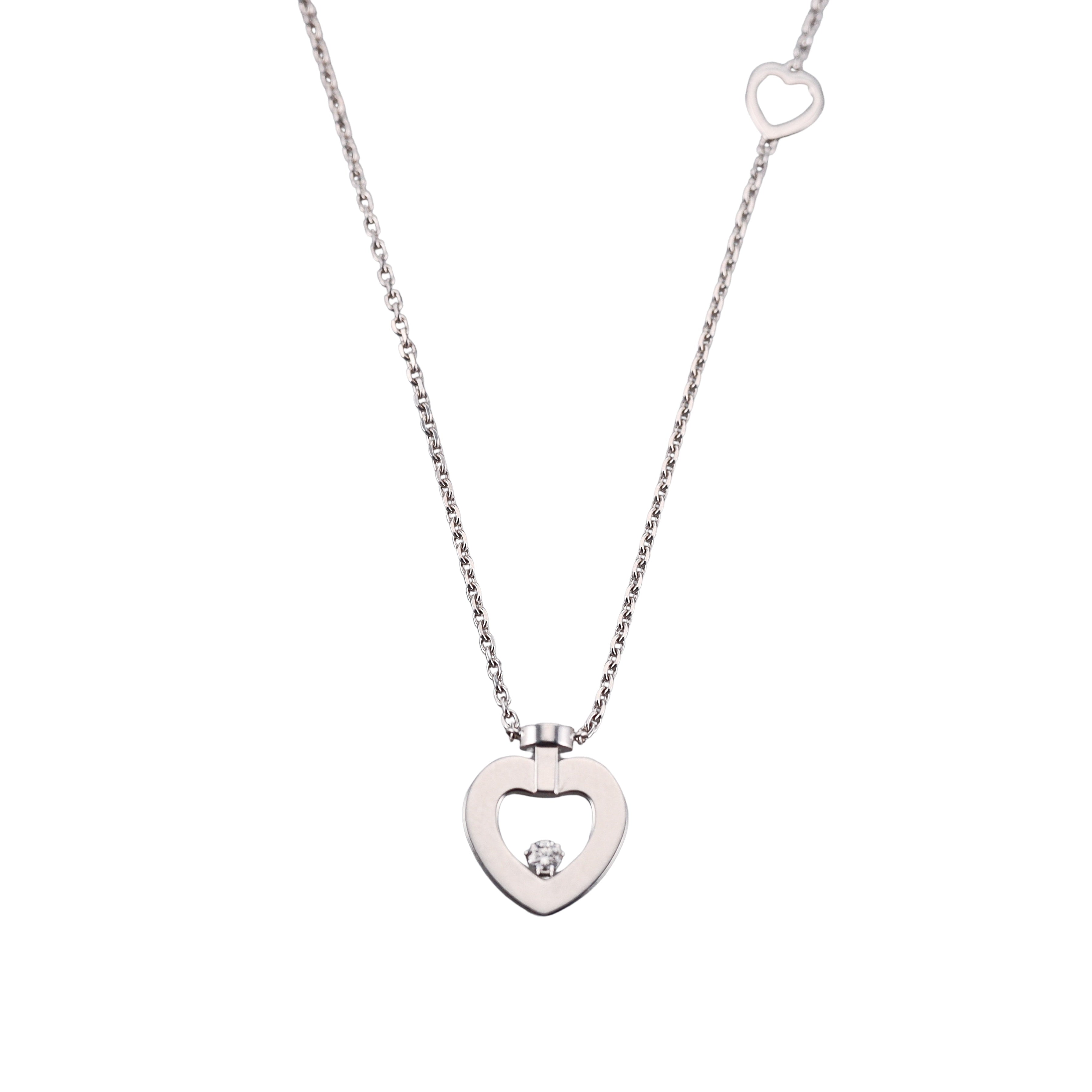 Fred Pretty Woman 18k White Gold Diamond Heart Necklace XS